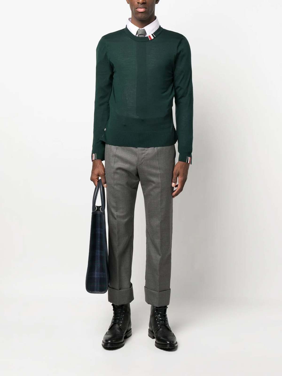 Shop Thom Browne Jersey Knit Crew-neck Pullover In Green