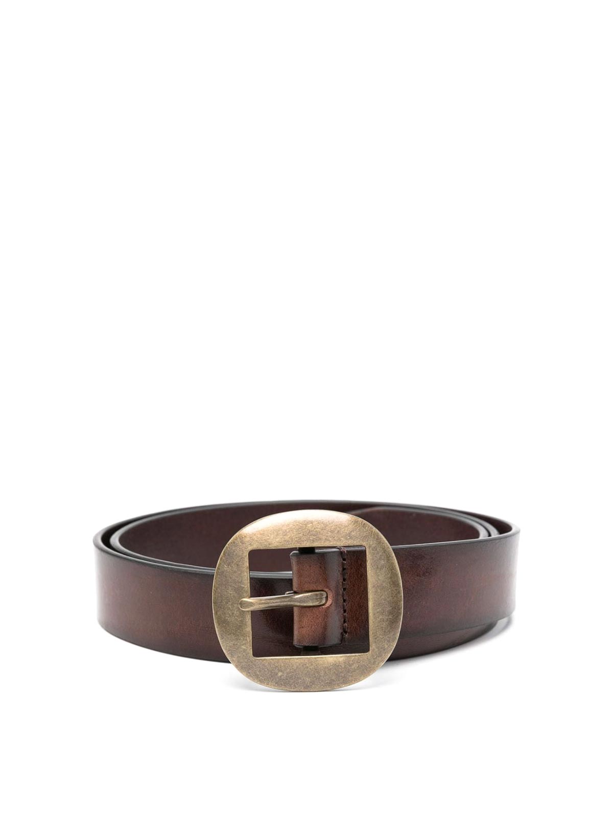 Shop Dsquared2 Leather Buckle Belt In Dark Brown