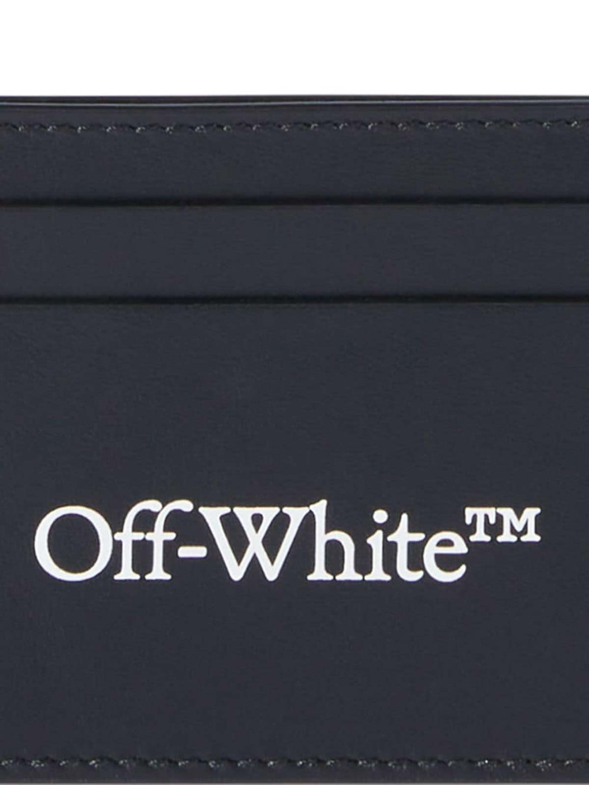 Shop Off-white Bookish Logo-print Leather Cardholder In Black