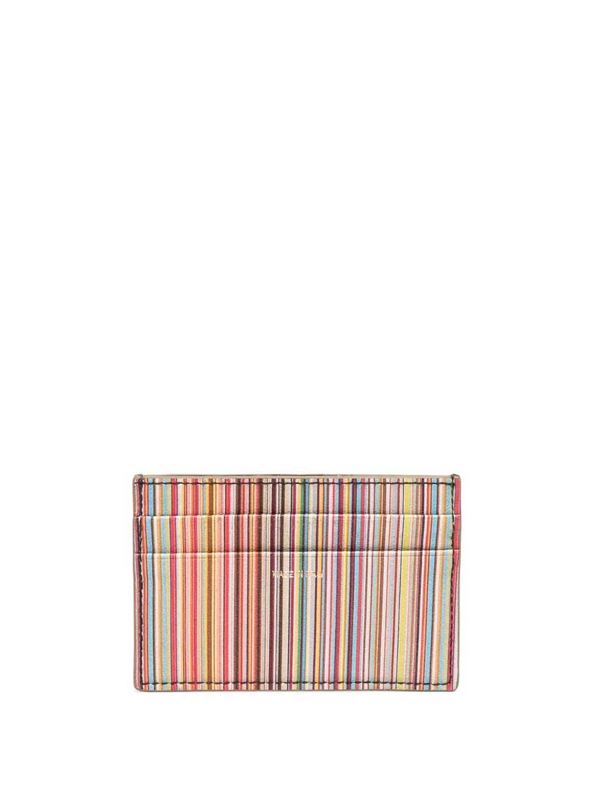 Shop Paul Smith Stripe-print Logo Cardholder In Multicolour