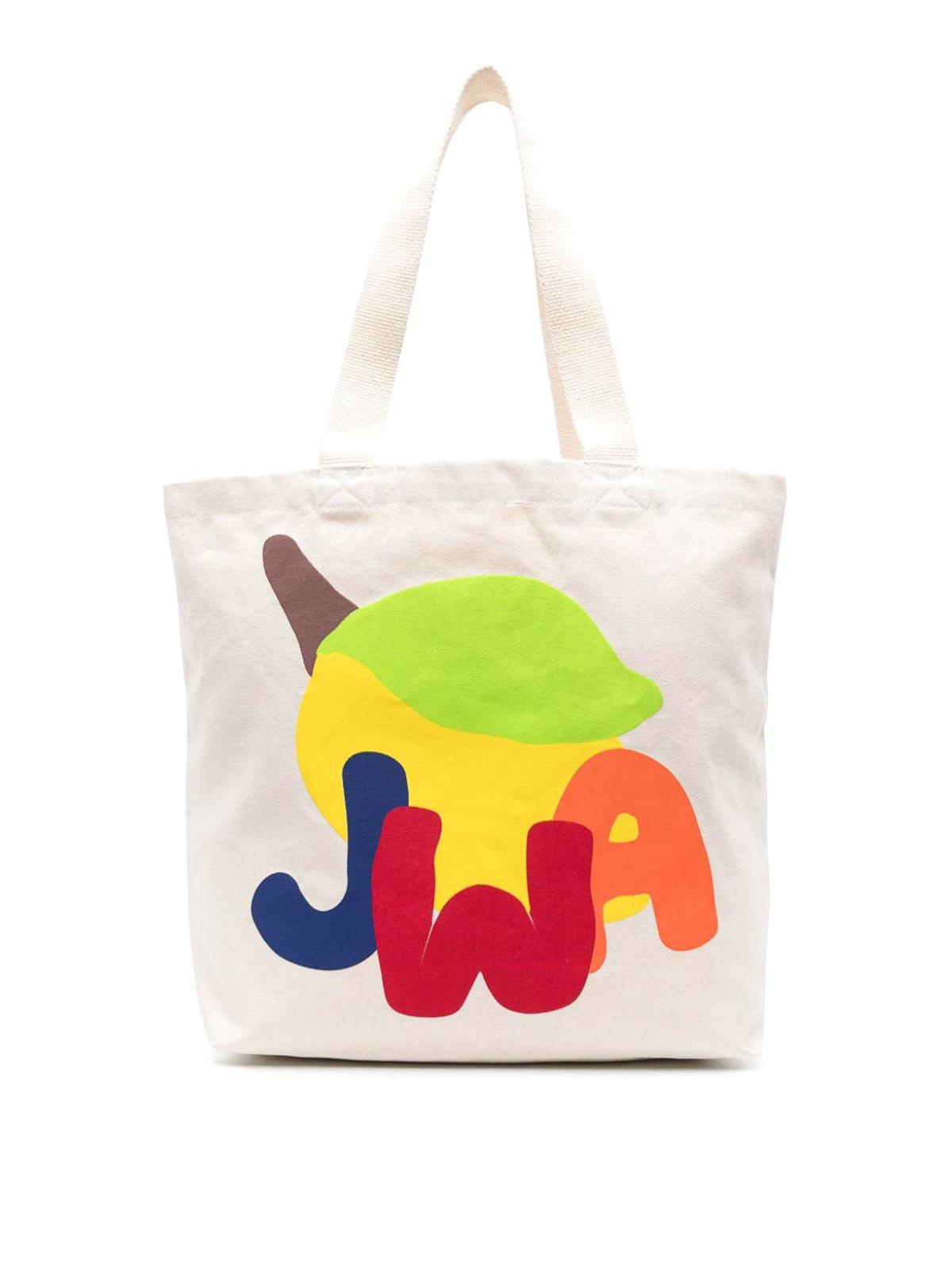 Shop Jw Anderson Logo-print Cotton Tote Bag In Beige