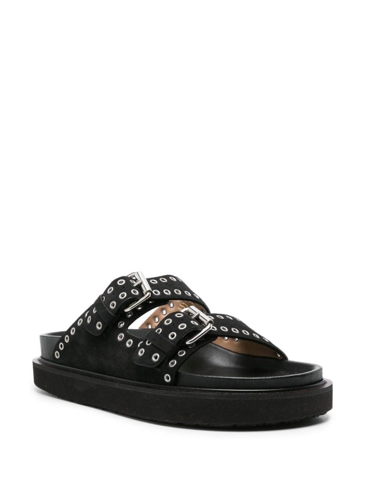 Shop Isabel Marant Lennyo Eyelet-embellished Sandals In Black