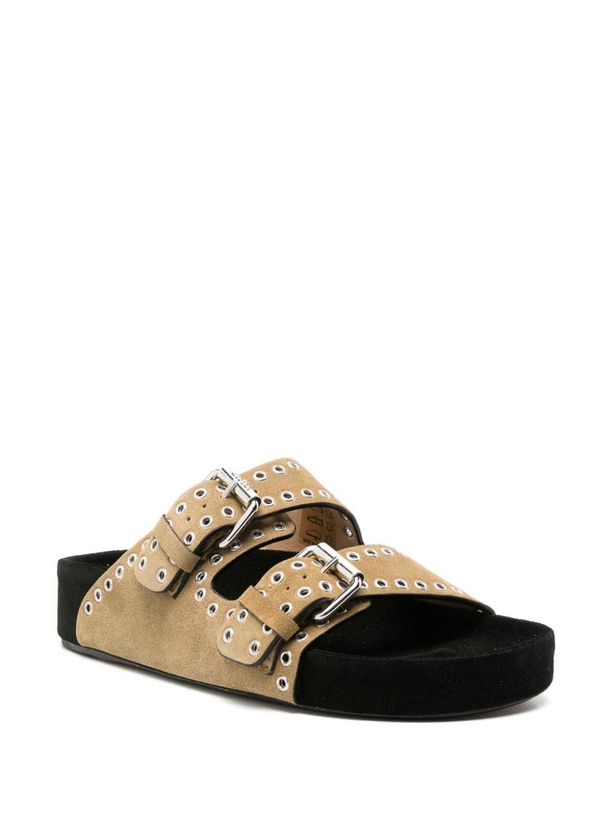 Shop Isabel Marant Lennyo Eyelet-embellished Sandals In Beige