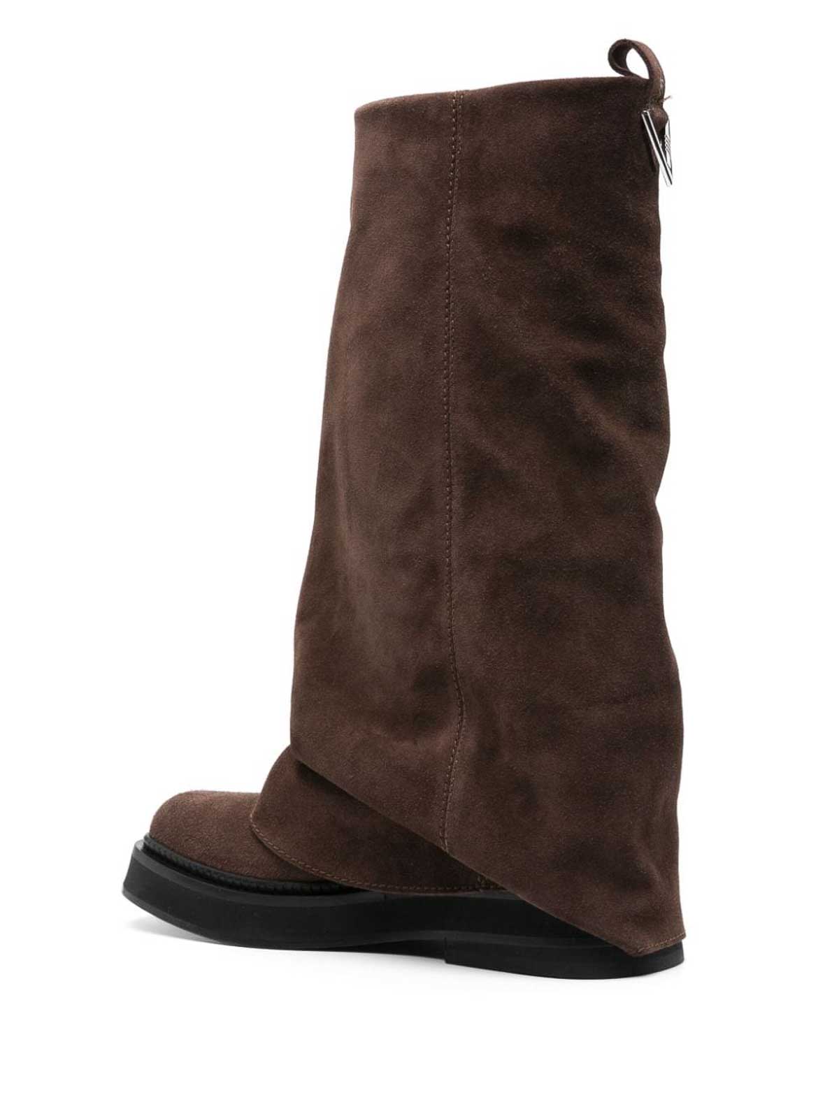Shop Attico Robin Suede Combat Boots In Brown