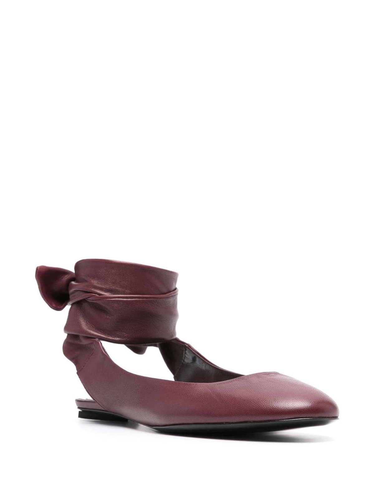 Shop Attico Cloe Leather Ballerina Shoes In Dark Red