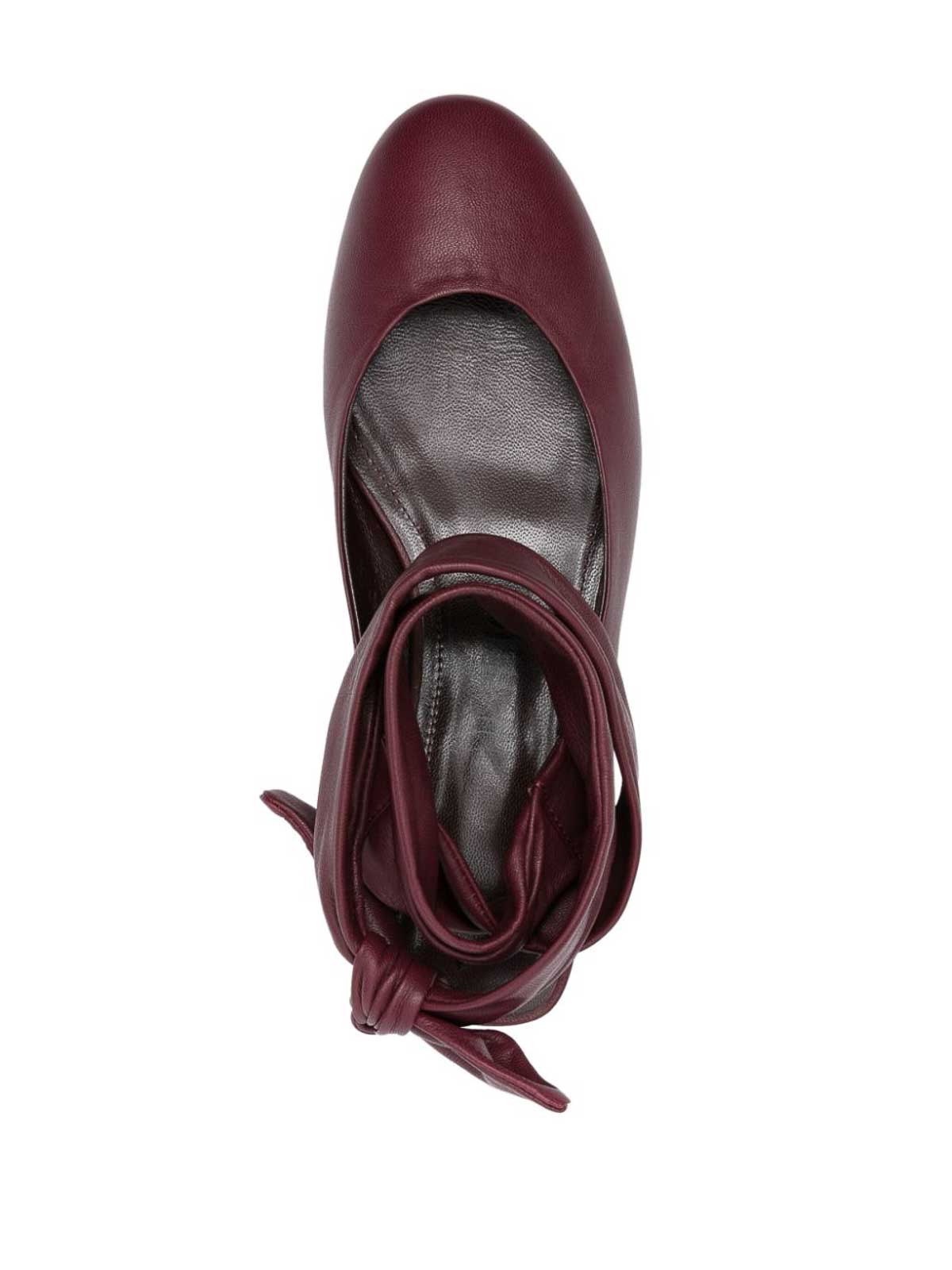 Shop Attico Cloe Leather Ballerina Shoes In Dark Red