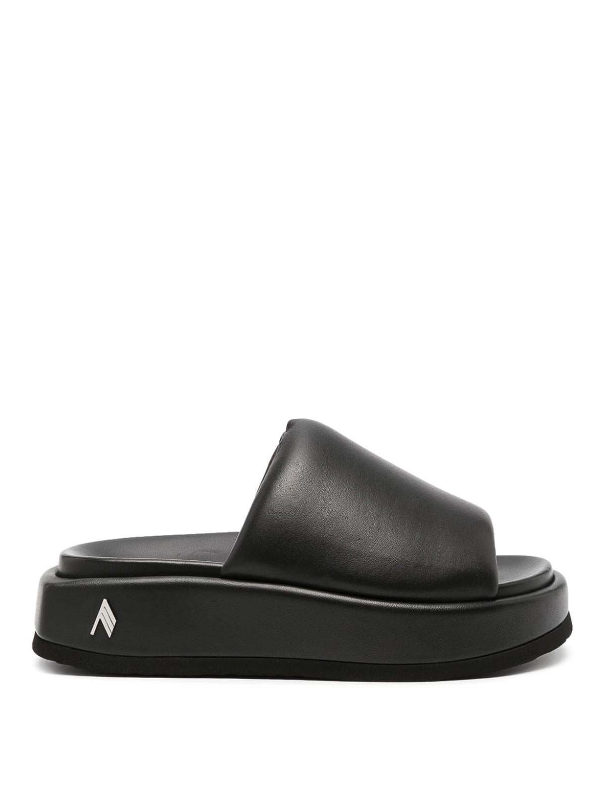 Shop Attico Mia Platform Leather Slides In Black