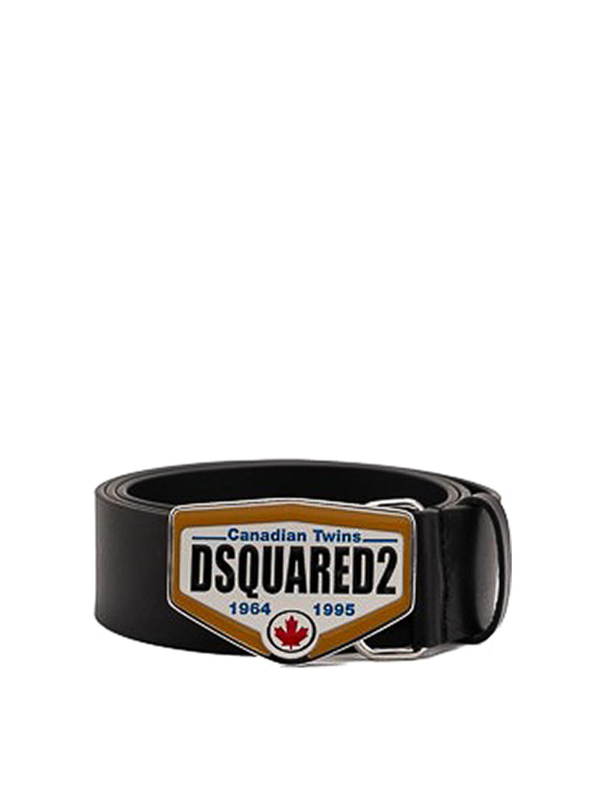 Shop Dsquared2 Canadian Twins Leather Belt In Black