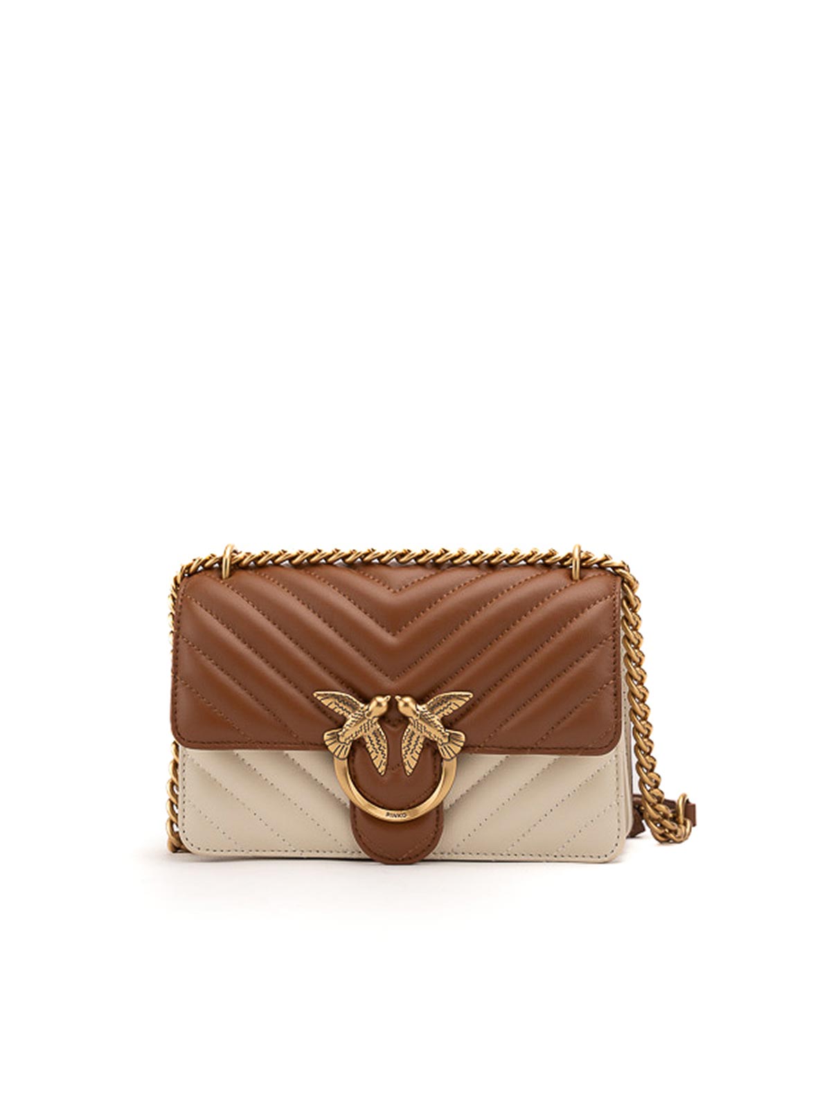 Shop Pinko Leather Bag In Gold