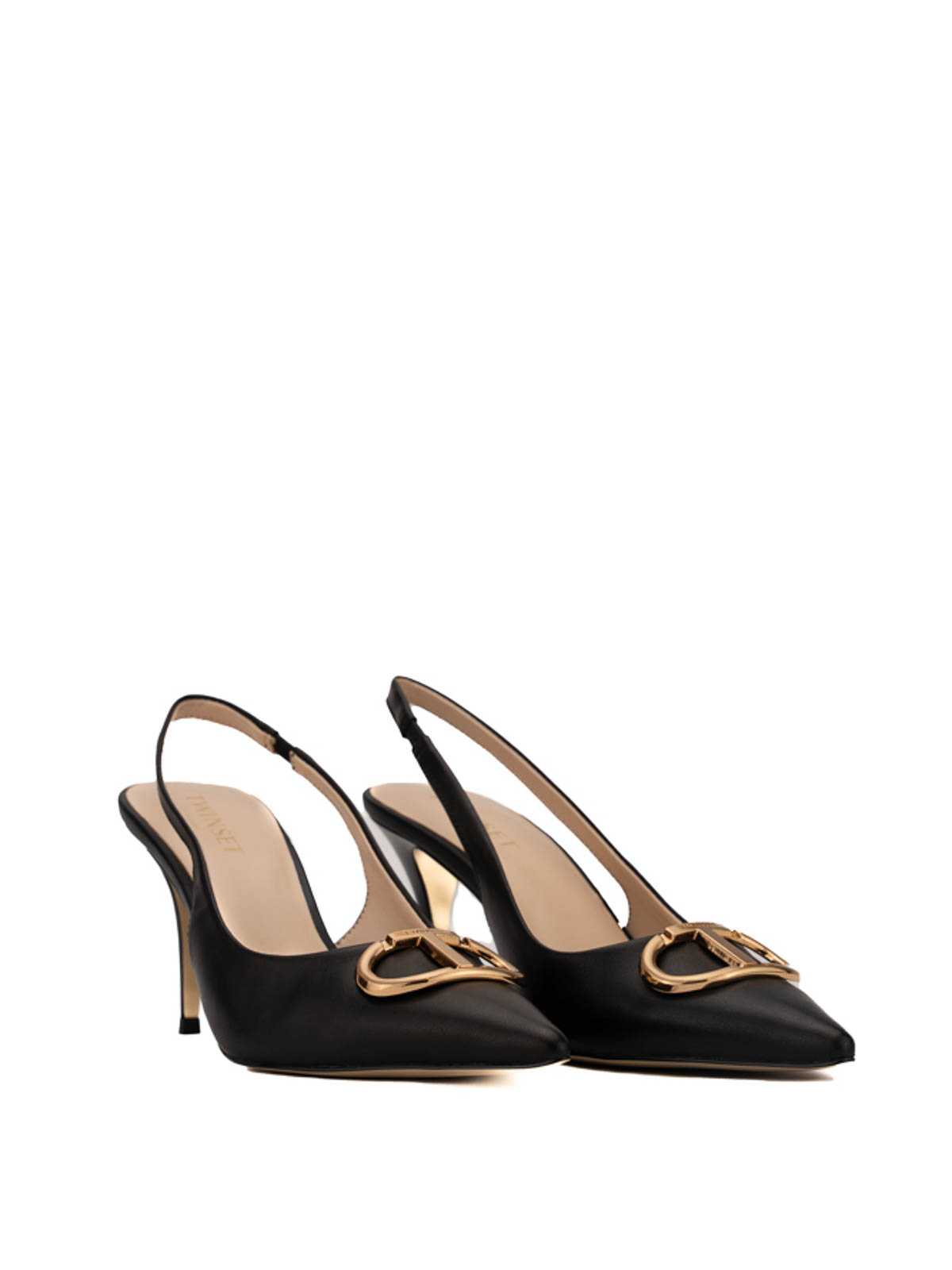Shop Twinset Leather Pumps In Black