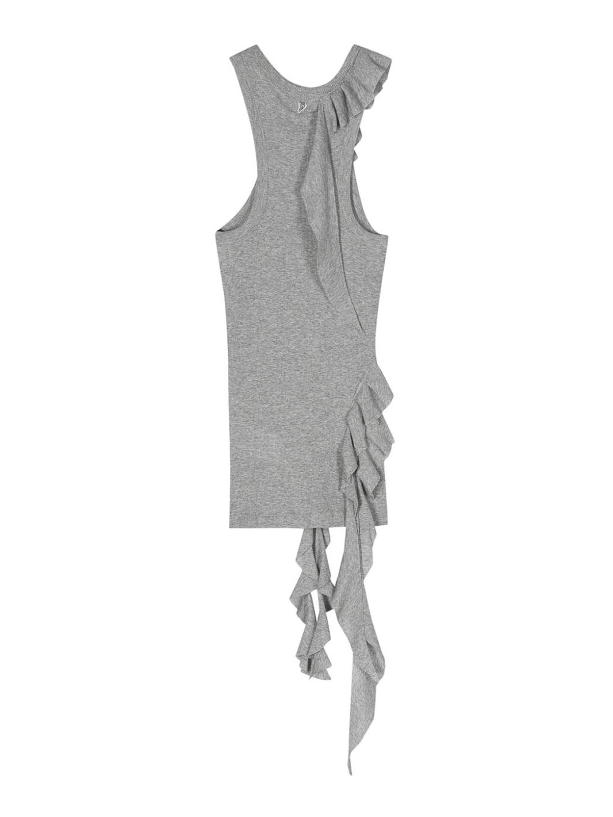 Shop Dondup Top With Ruffles In Grey