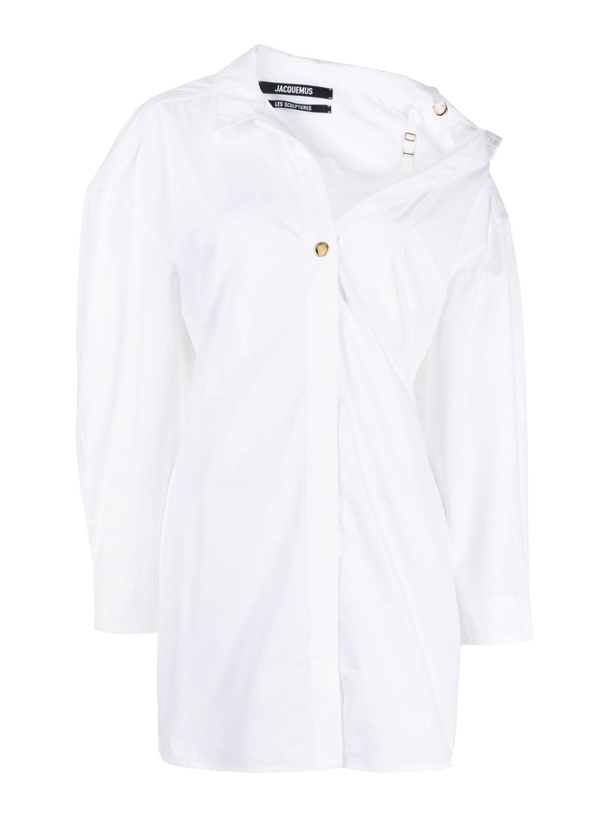 Shop Jacquemus Mini Shirt Dress In White