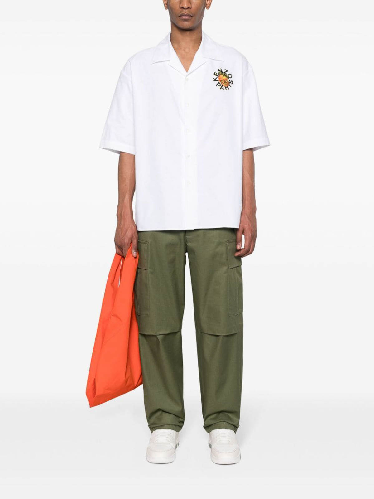 Shop Kenzo Logo Embroidery Shirt In White