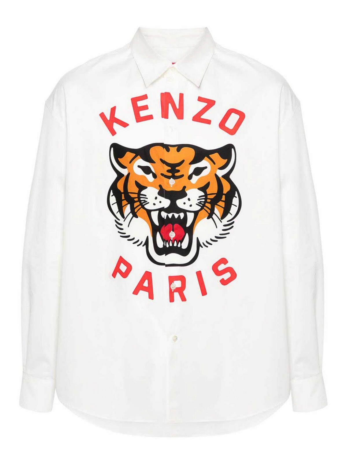 Shop Kenzo Tiger Print Shirt In White