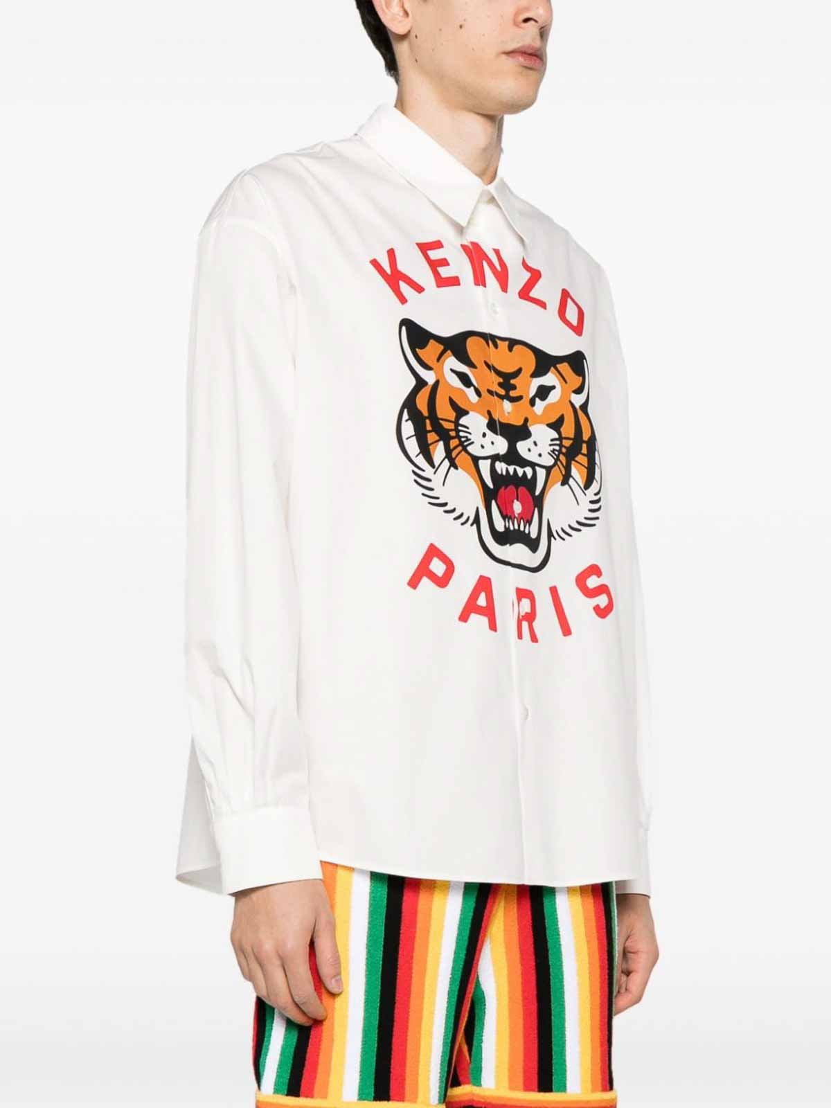 Shop Kenzo Tiger Print Shirt In White