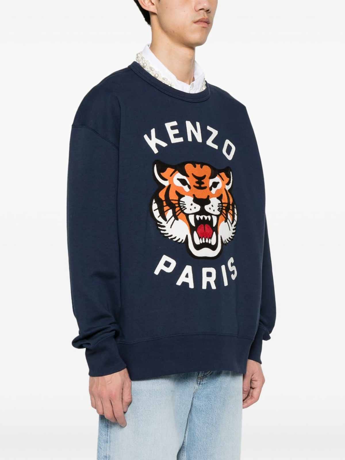 Shop Kenzo Tiger Print Sweatshirt In Blue