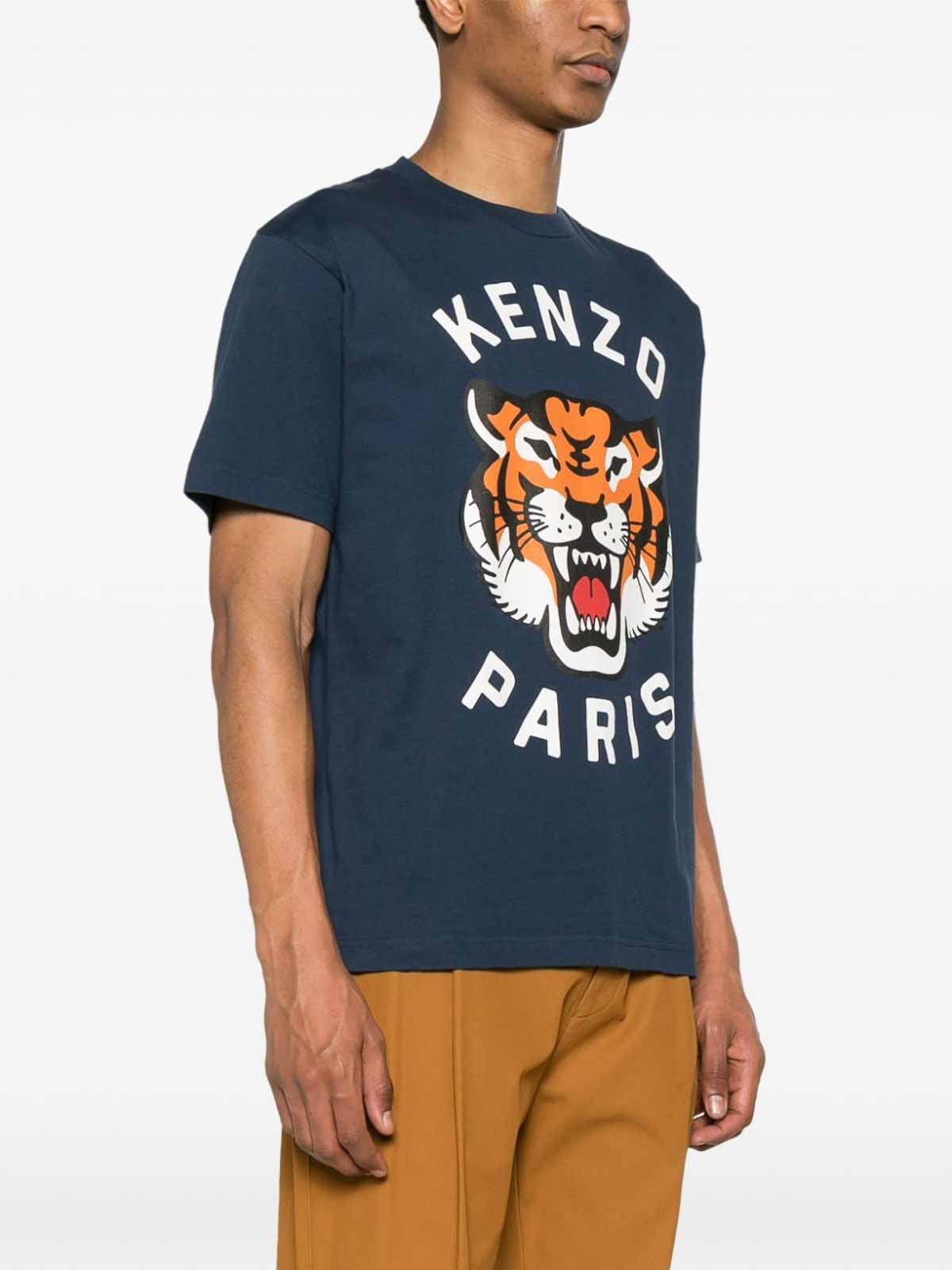 Shop Kenzo Tiger Print T-shirt In Blue