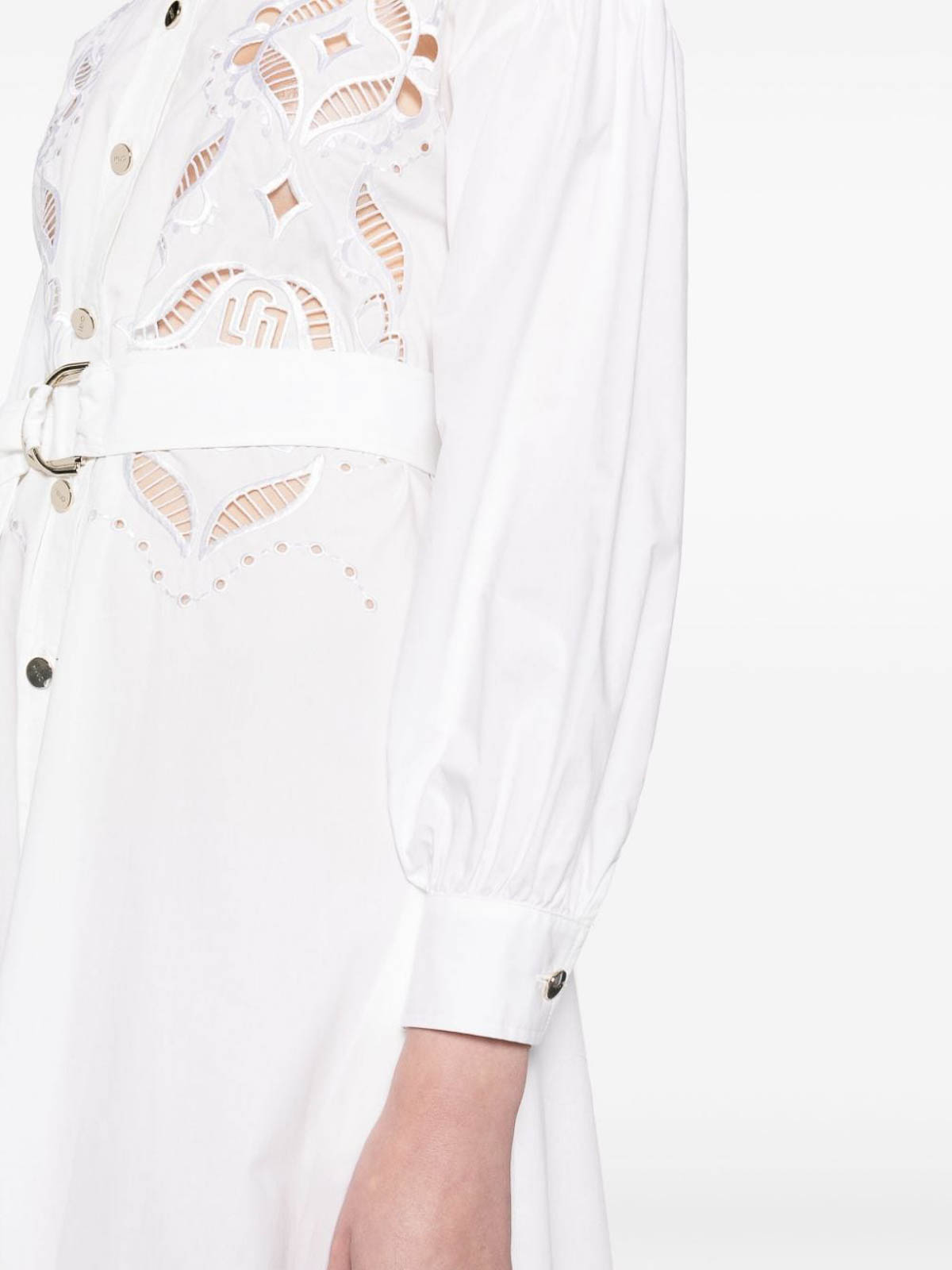 Shop Liu •jo Lace Detail Dress In White