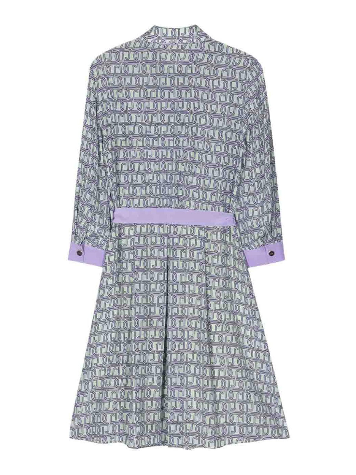 Shop Liu •jo Logo Print Dress In Purple