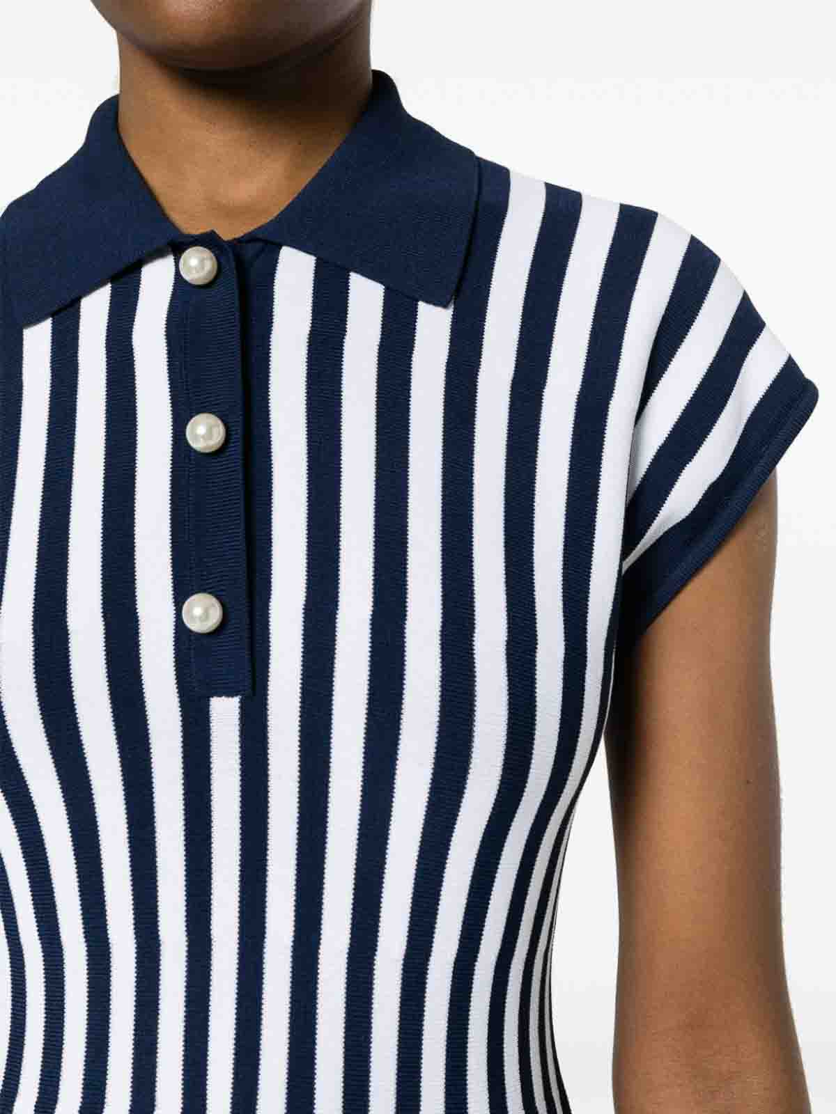 Shop Liu •jo Striped Pattern Dress In Blue