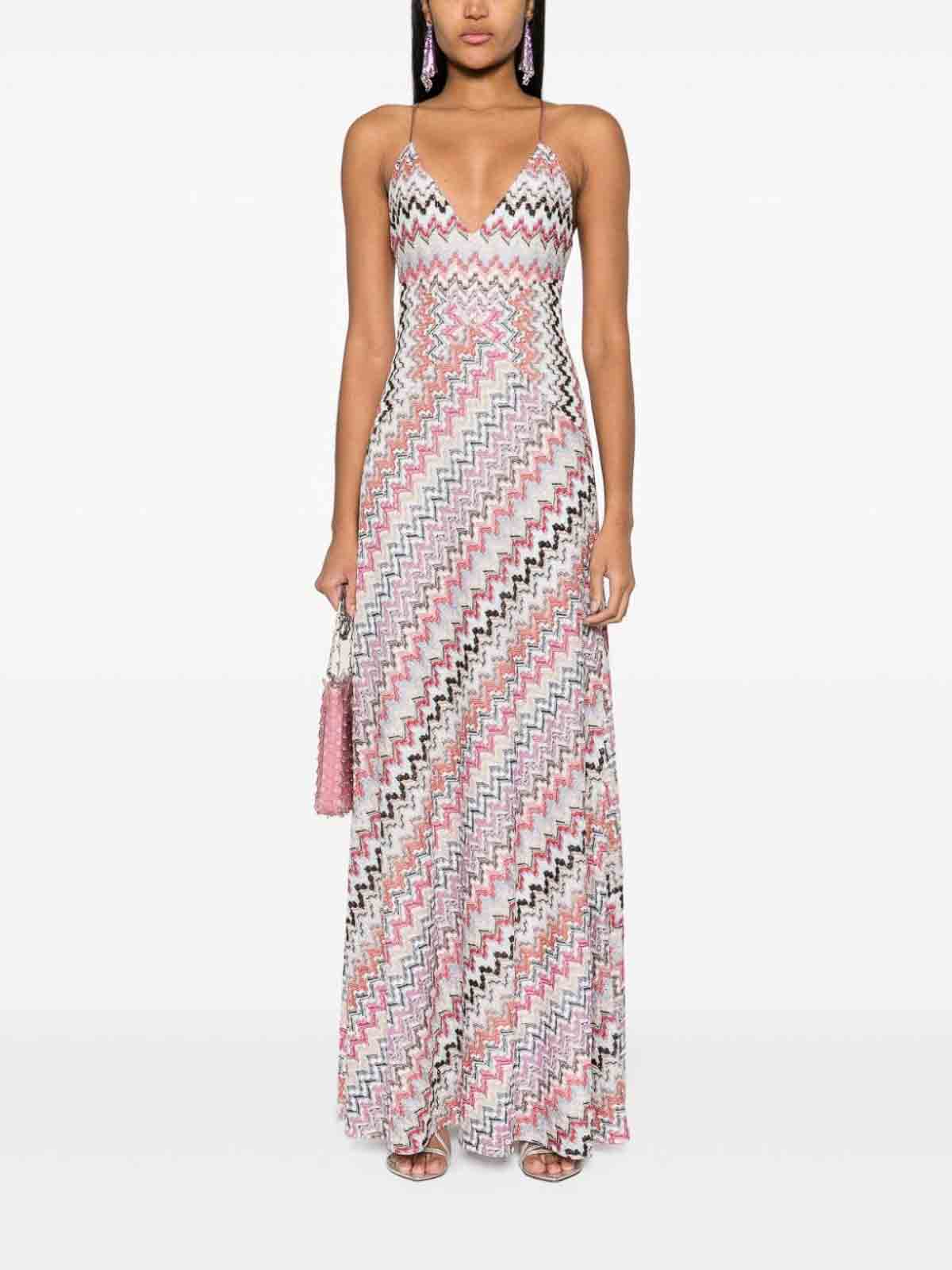 Shop Missoni Zigzag Pattern Dress In Multicolour