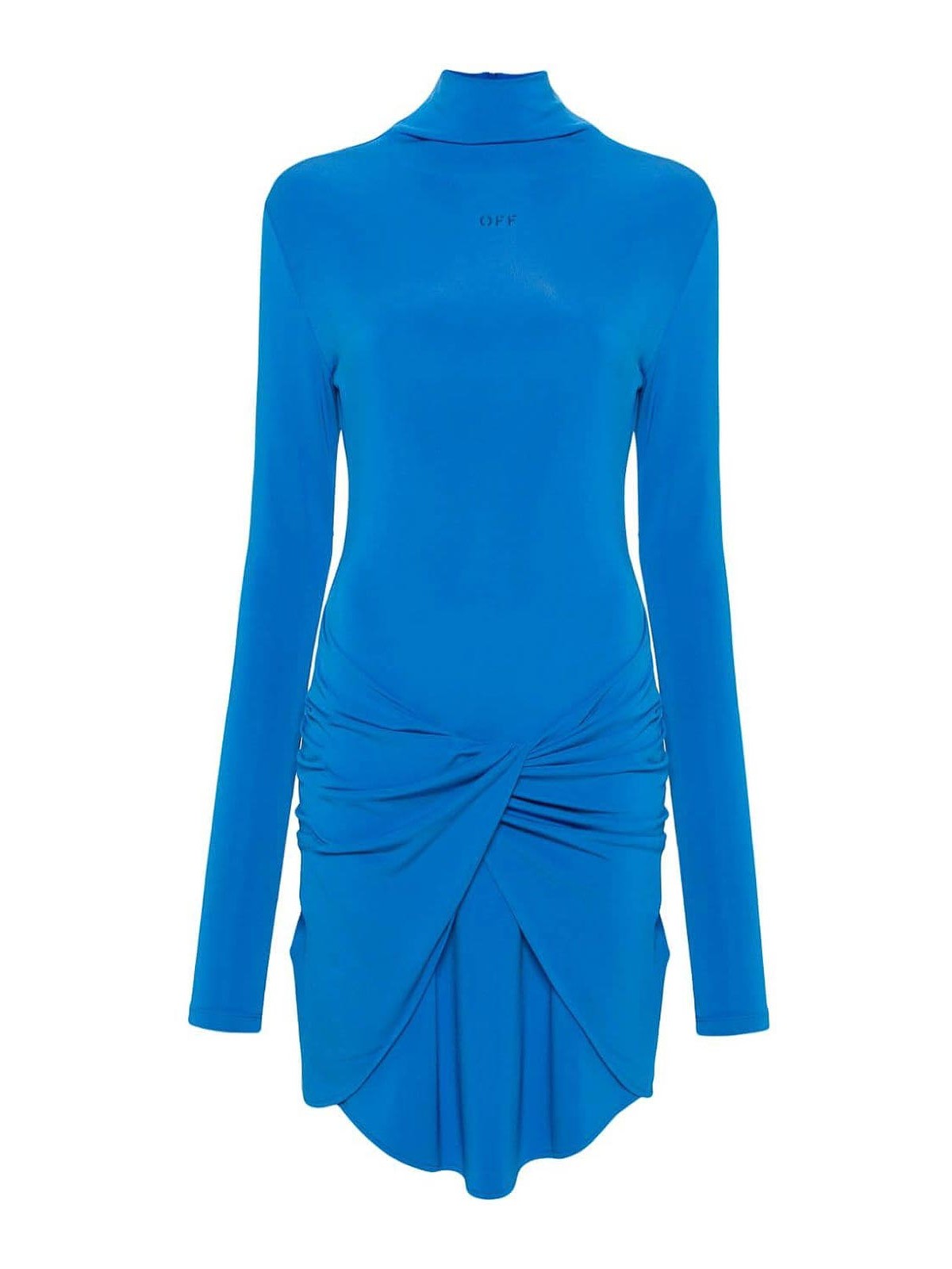 Shop Off-white Curved Hem Dress In Light Blue