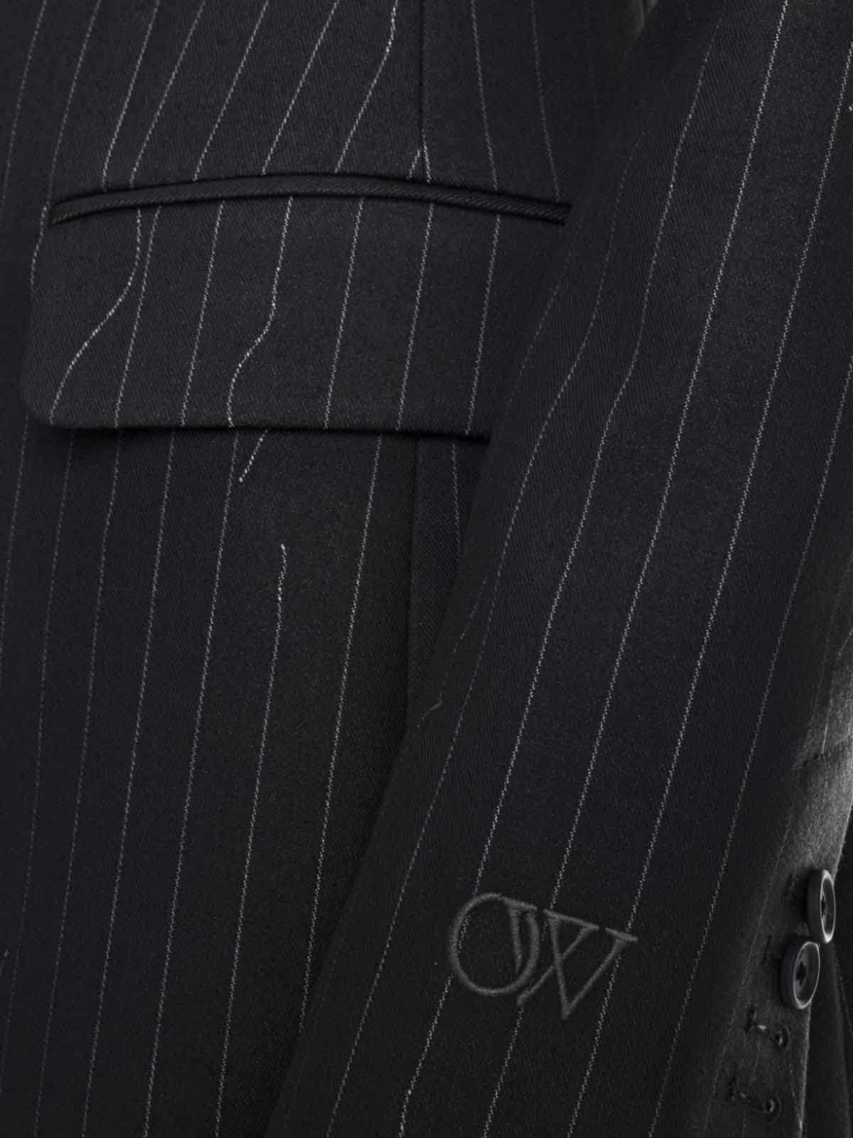 Shop Off-white Pinstripe Blazer In Grey