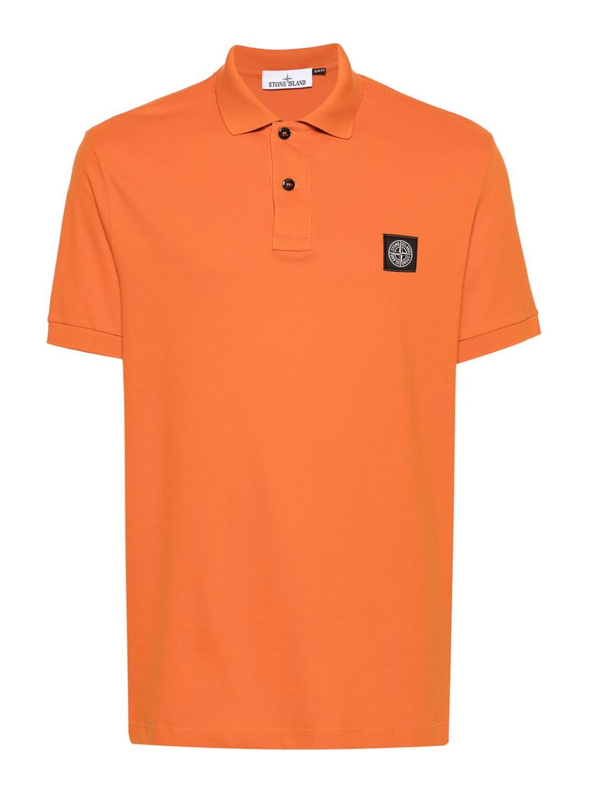 Stone Island Polo Shirt With Logo In Orange