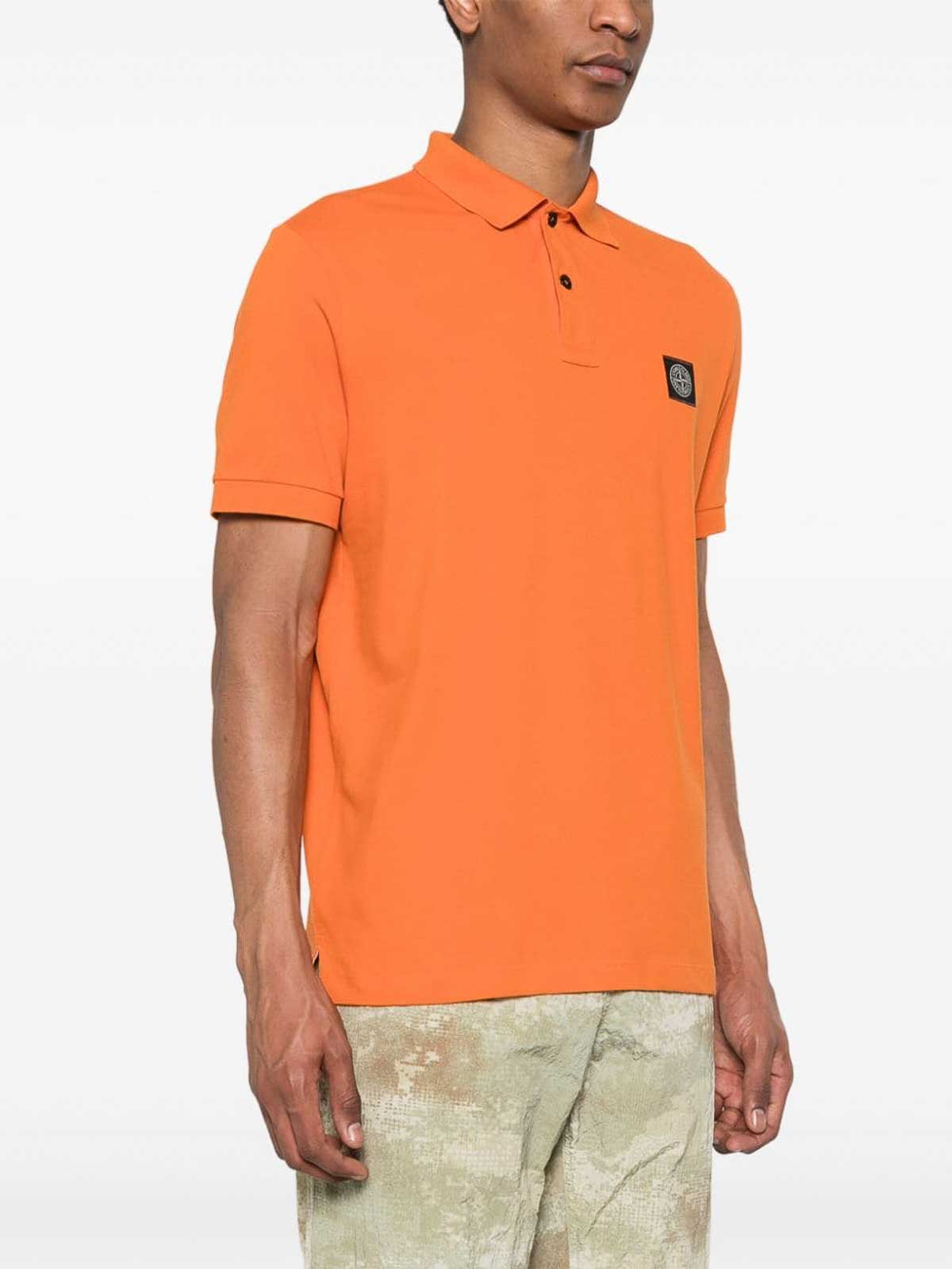 Shop Stone Island Polo Shirt With Logo In Orange