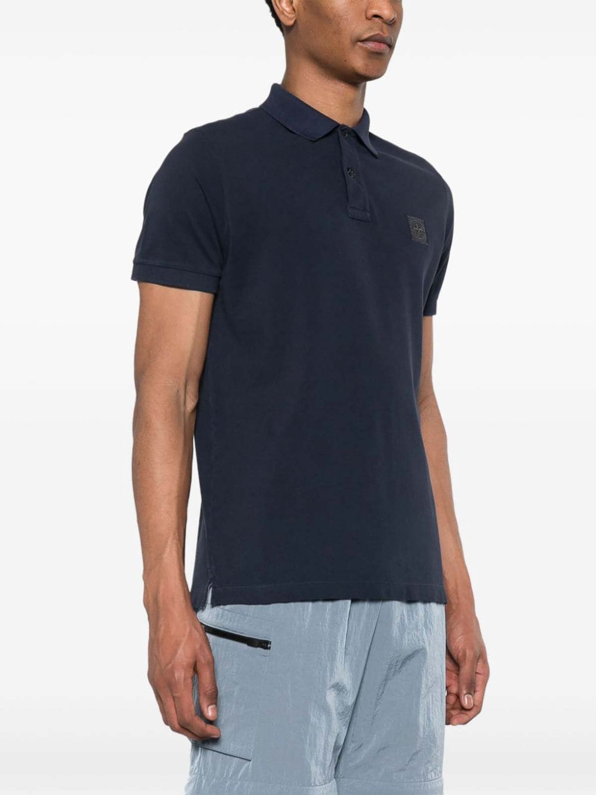 Shop Stone Island Polo Shirt With Logo In Blue