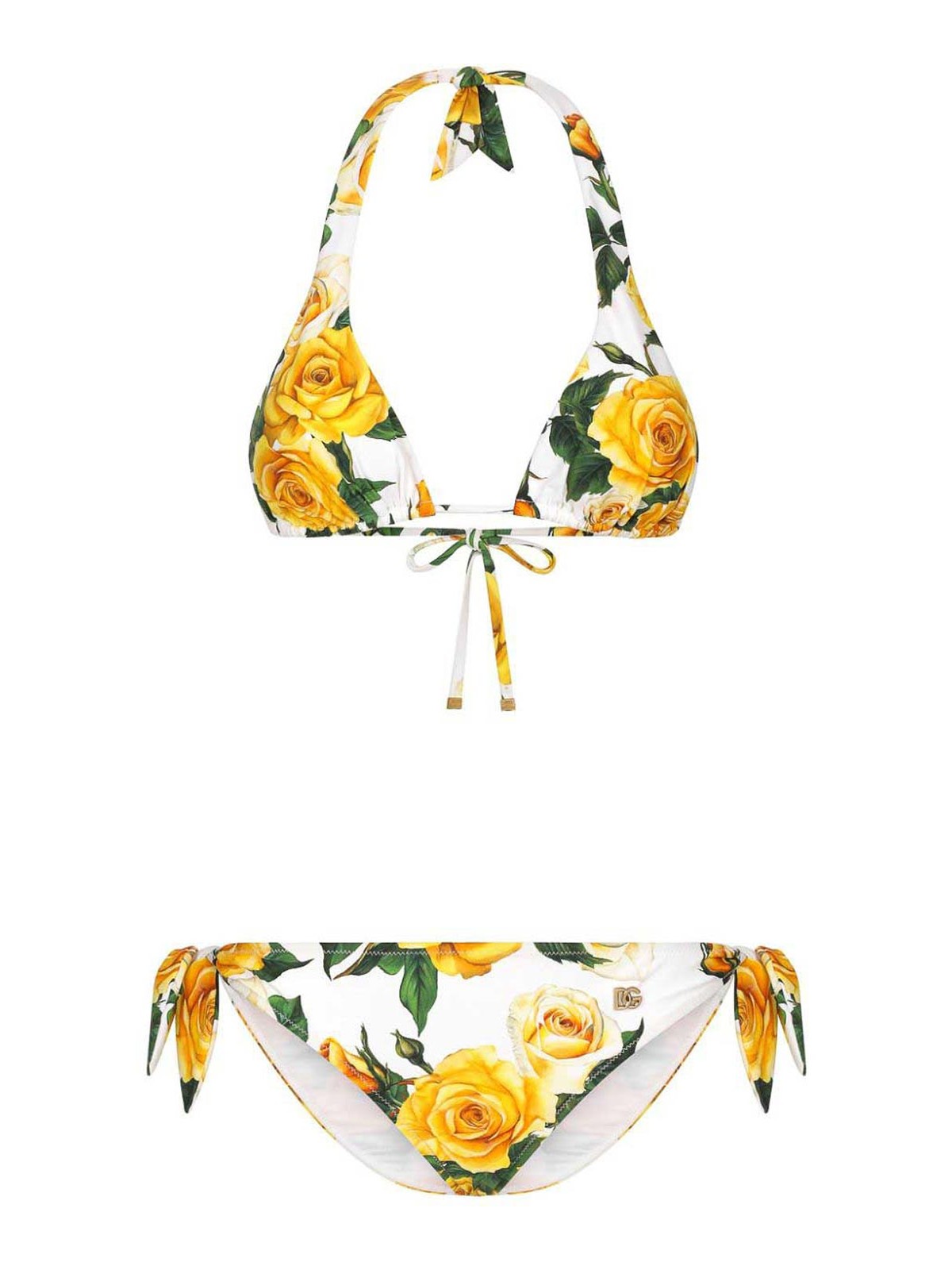 Shop Dolce & Gabbana Rose Print Bikini Set In Multicolour