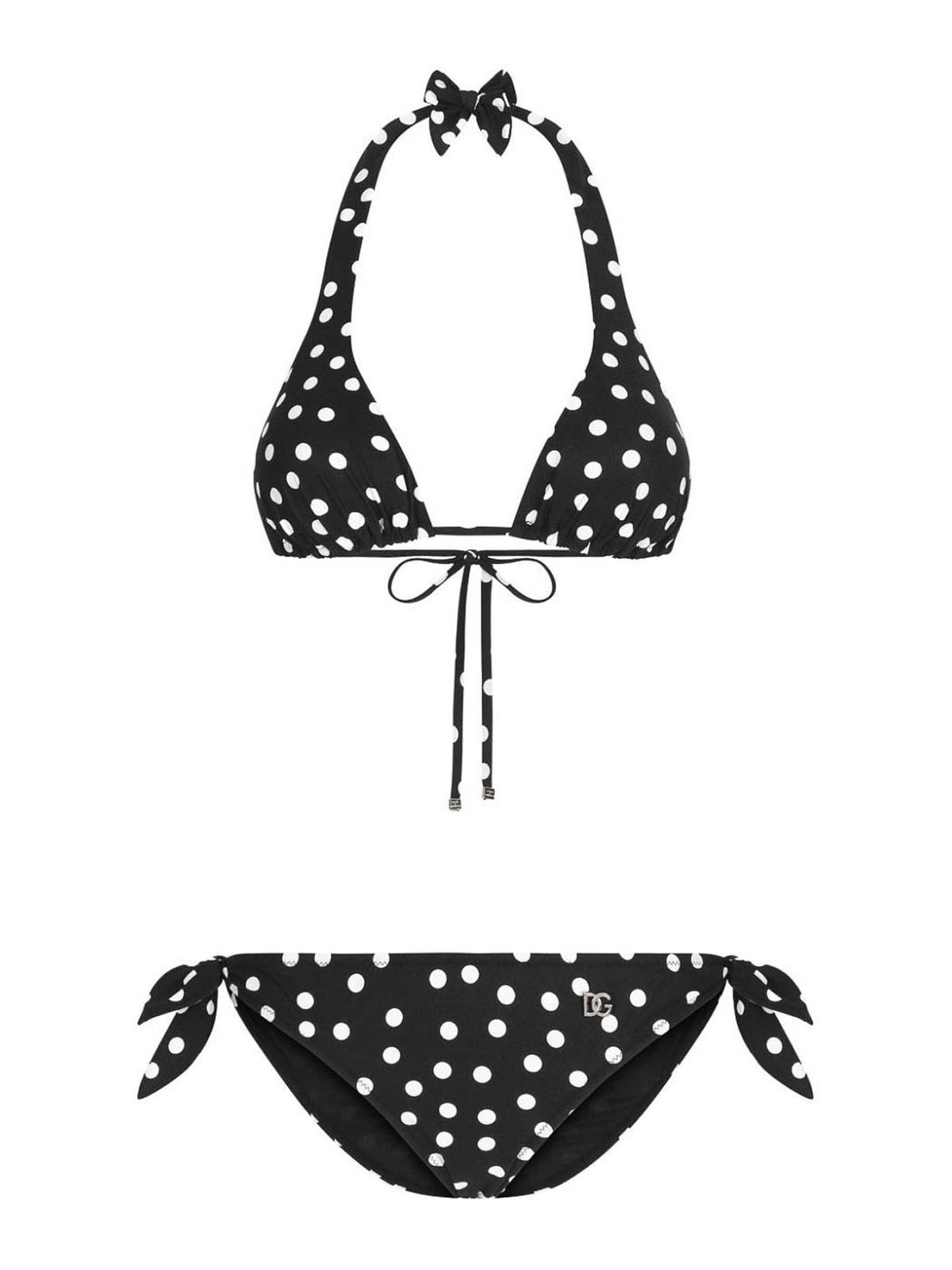 Shop Dolce & Gabbana Polka Dot Bikini Set In Black