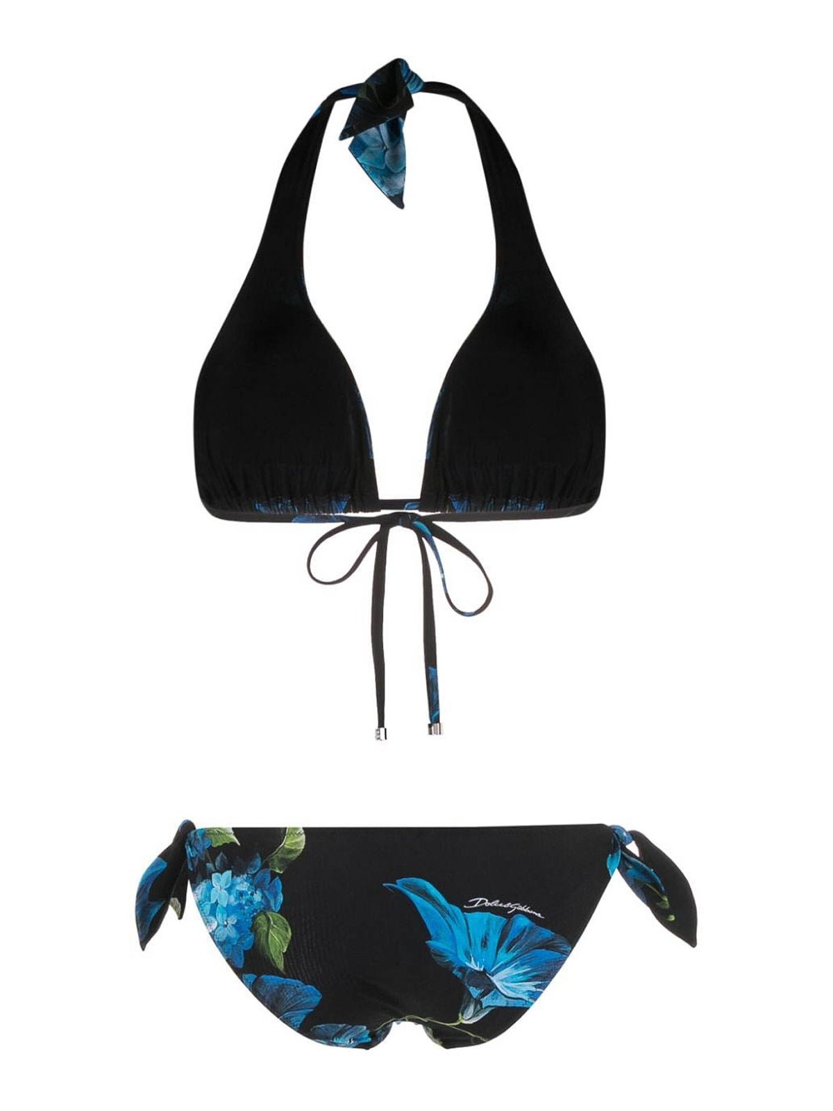 Shop Dolce & Gabbana Floral Print Bikini Set In Blue