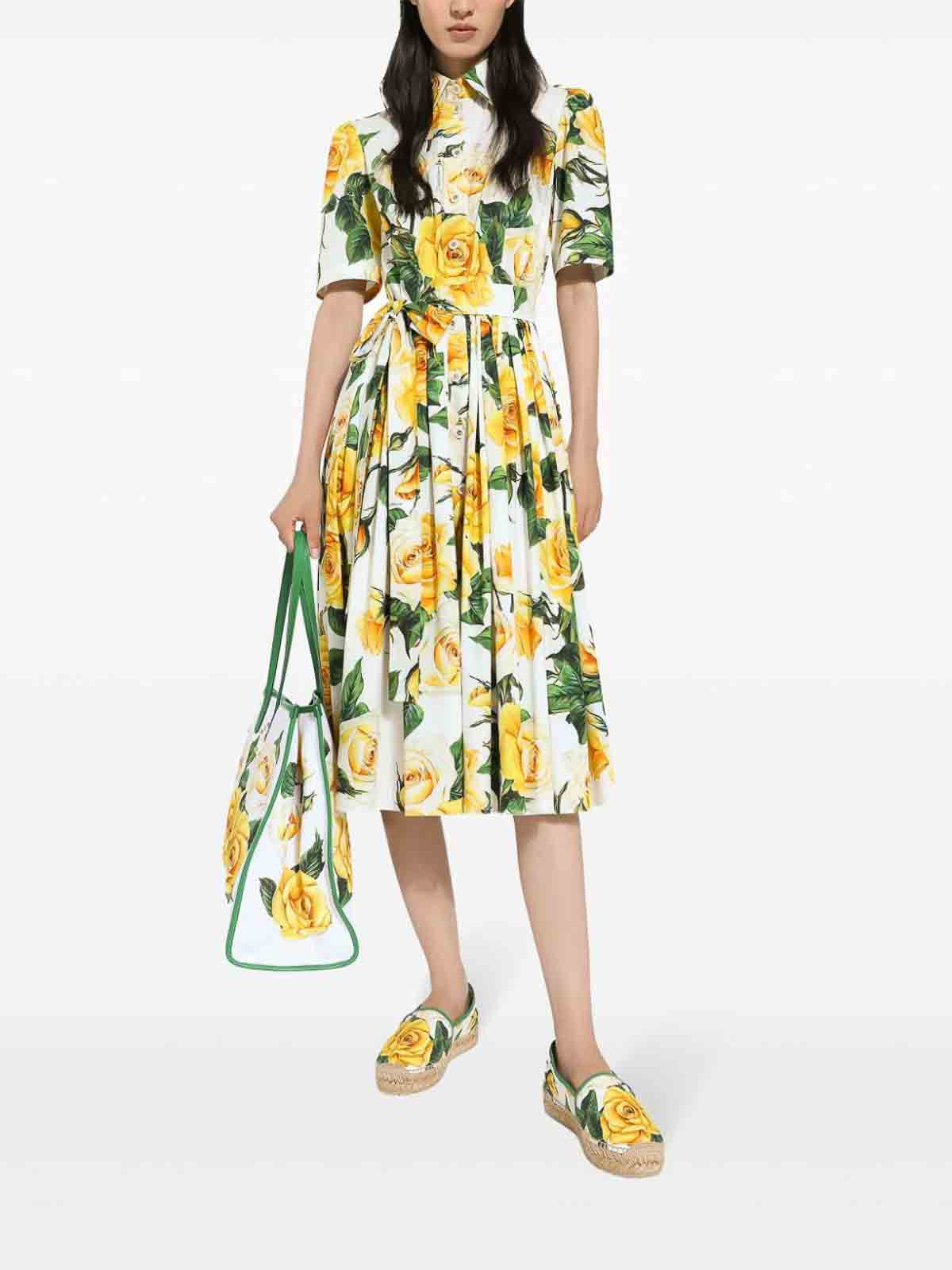 Shop Dolce & Gabbana Rose Print Dress In Multicolour