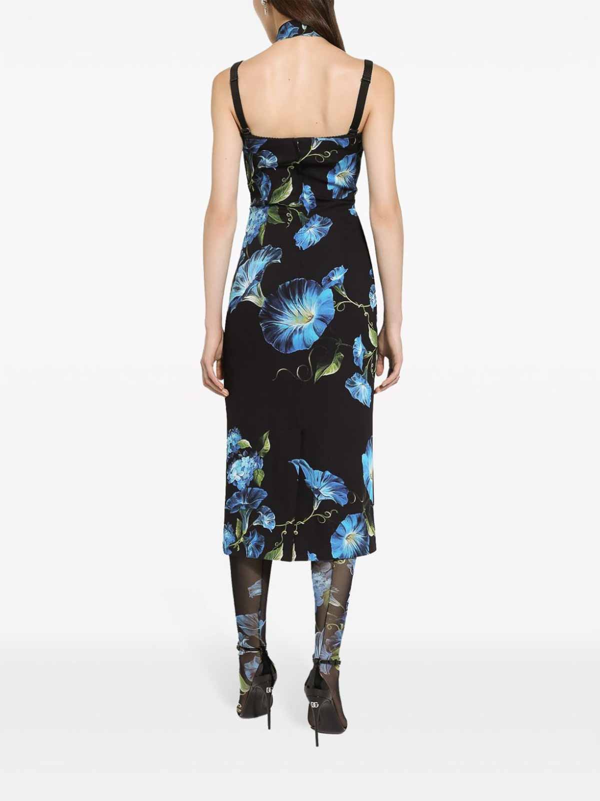 Shop Dolce & Gabbana Floral Print Dress In Black