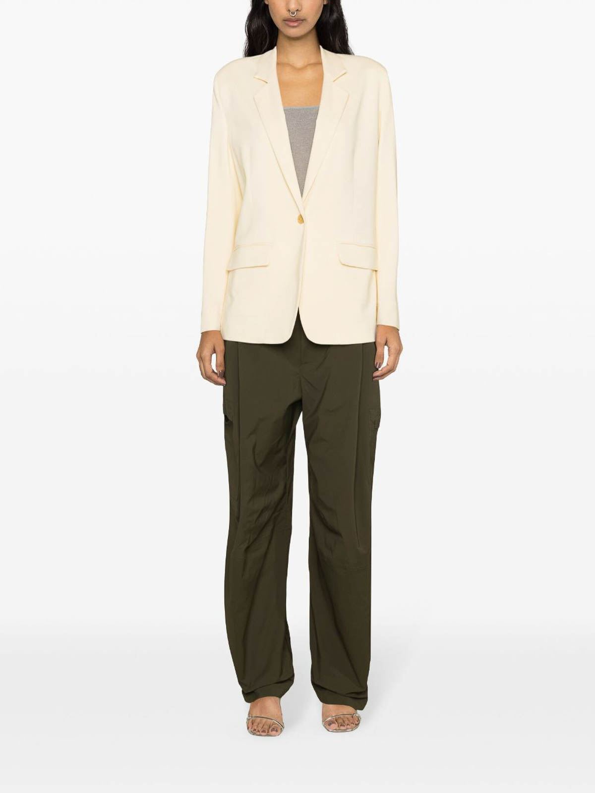 Shop Forte Forte Blazer With Shoulder Pads In White