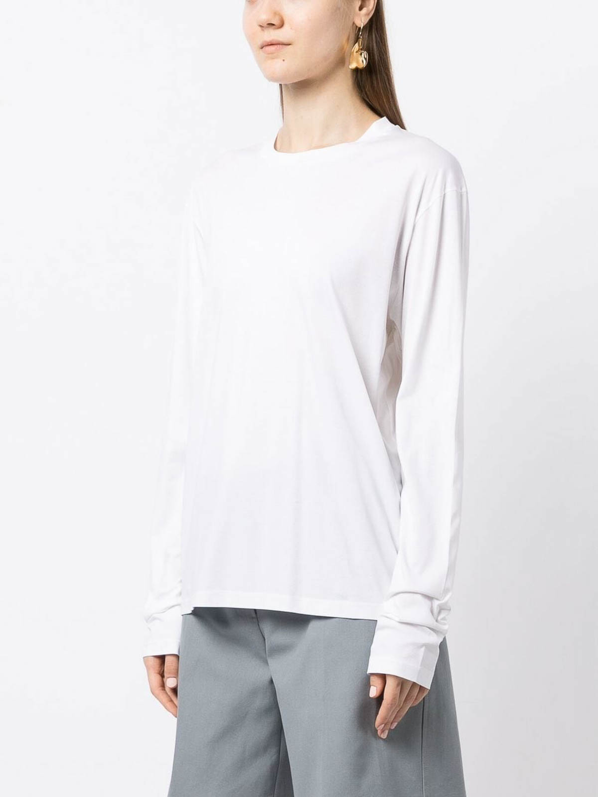 Shop Jil Sander Long Sleeved T-shirt In White