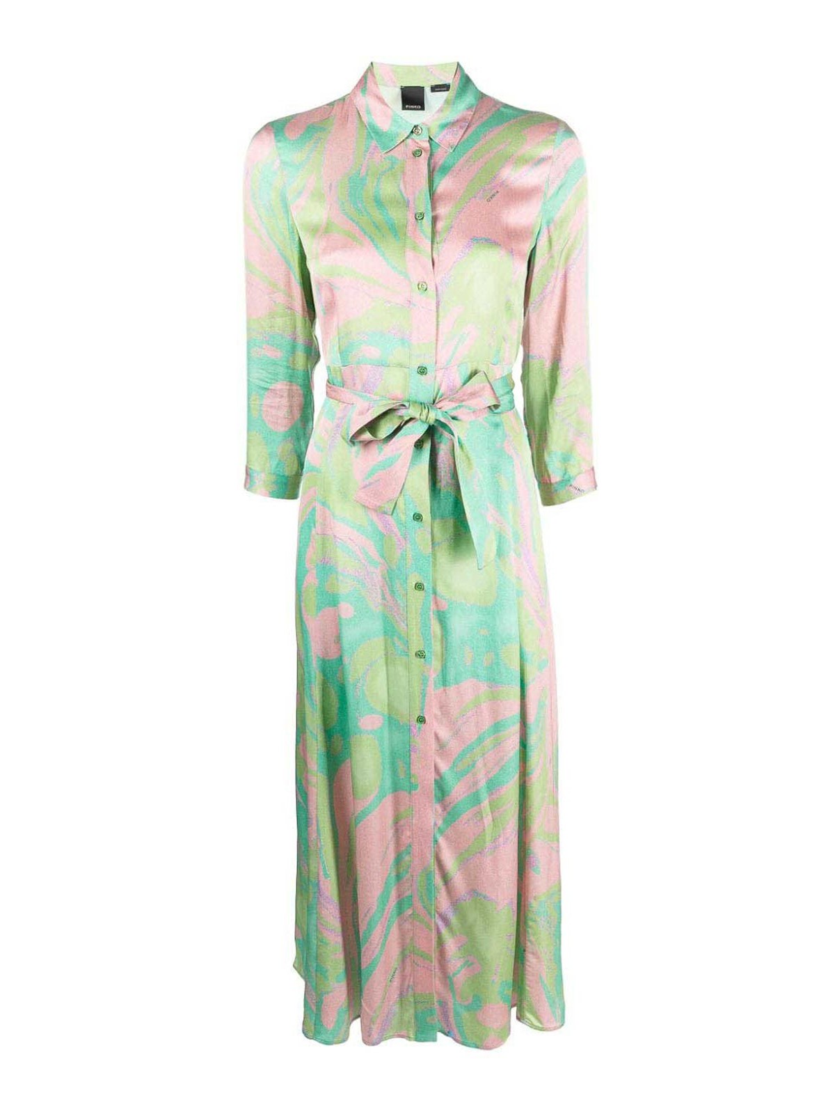 Shop Pinko Dress With Motifs In Green