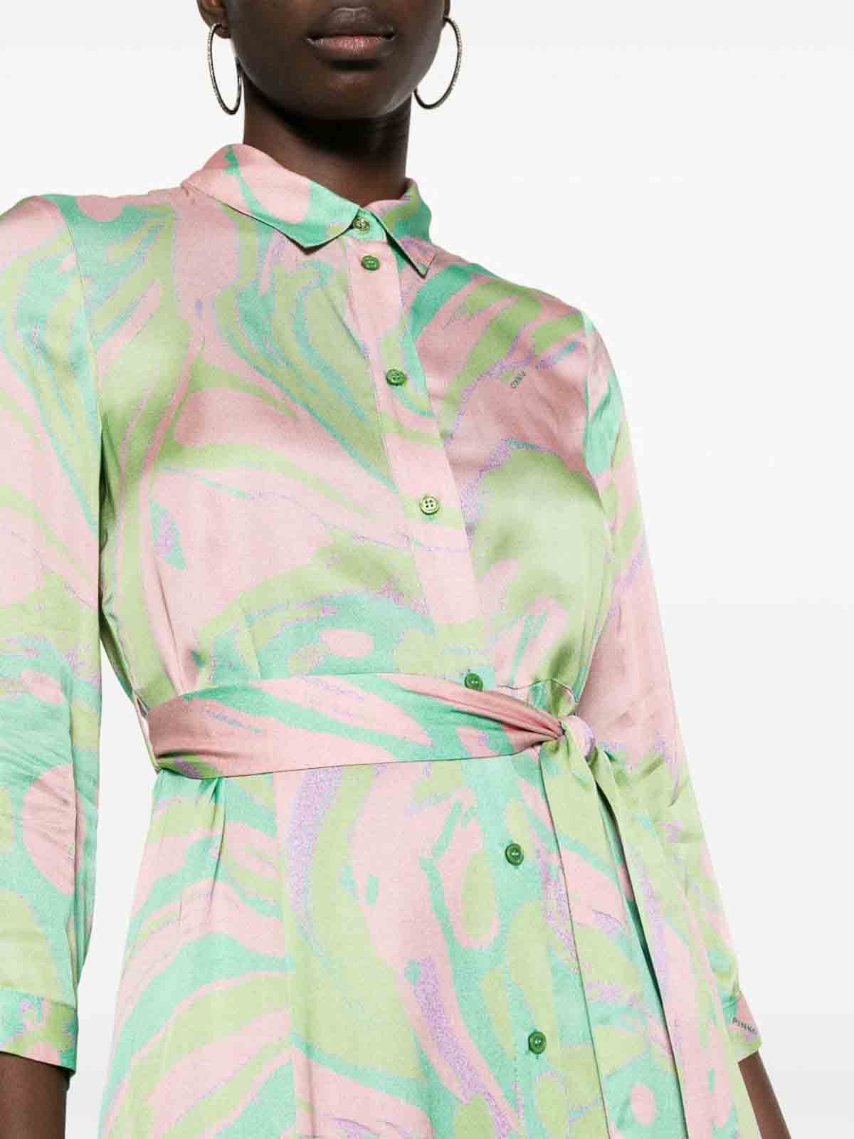 Shop Pinko Dress With Motifs In Green