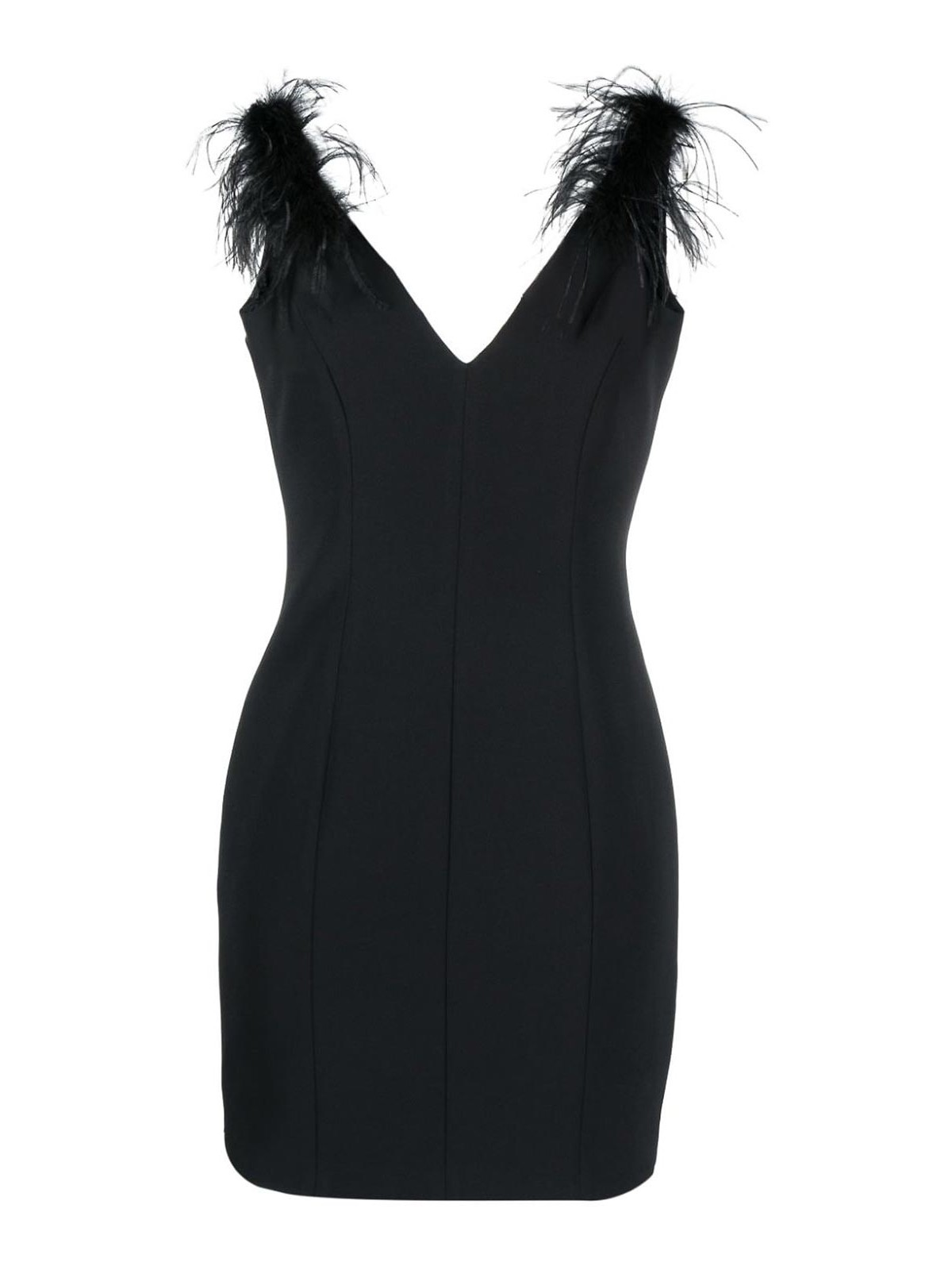 Shop Pinko Dress With Feathers In Black