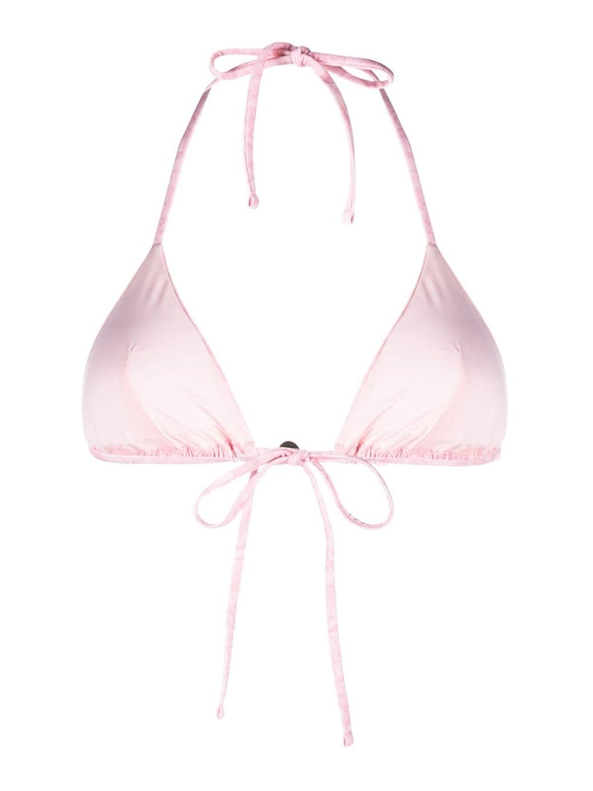 Shop Versace Barocco Print Bikini Top In Nude & Neutrals