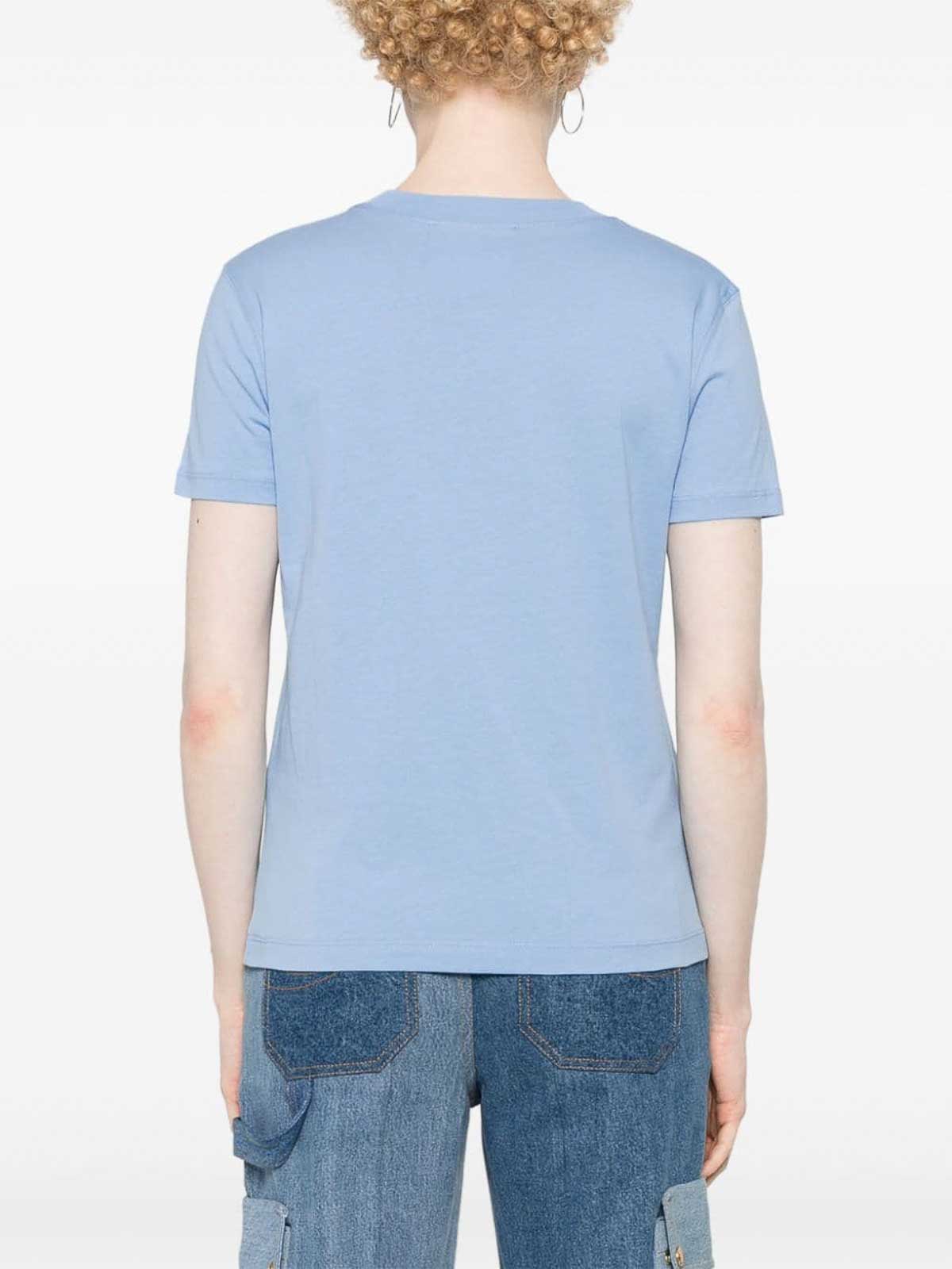 Shop Versace Jeans Couture T-shirt With Logo In Light Blue