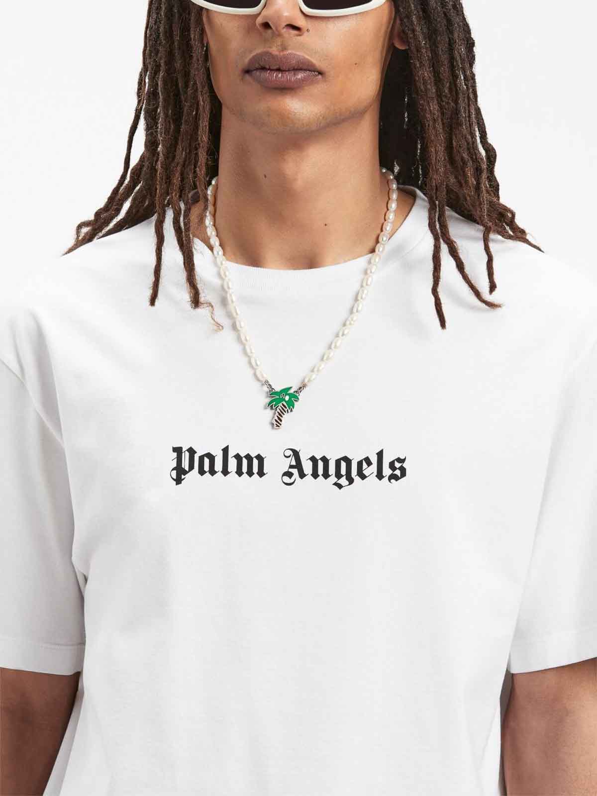 Shop Palm Angels Logo Print T-shirt In White