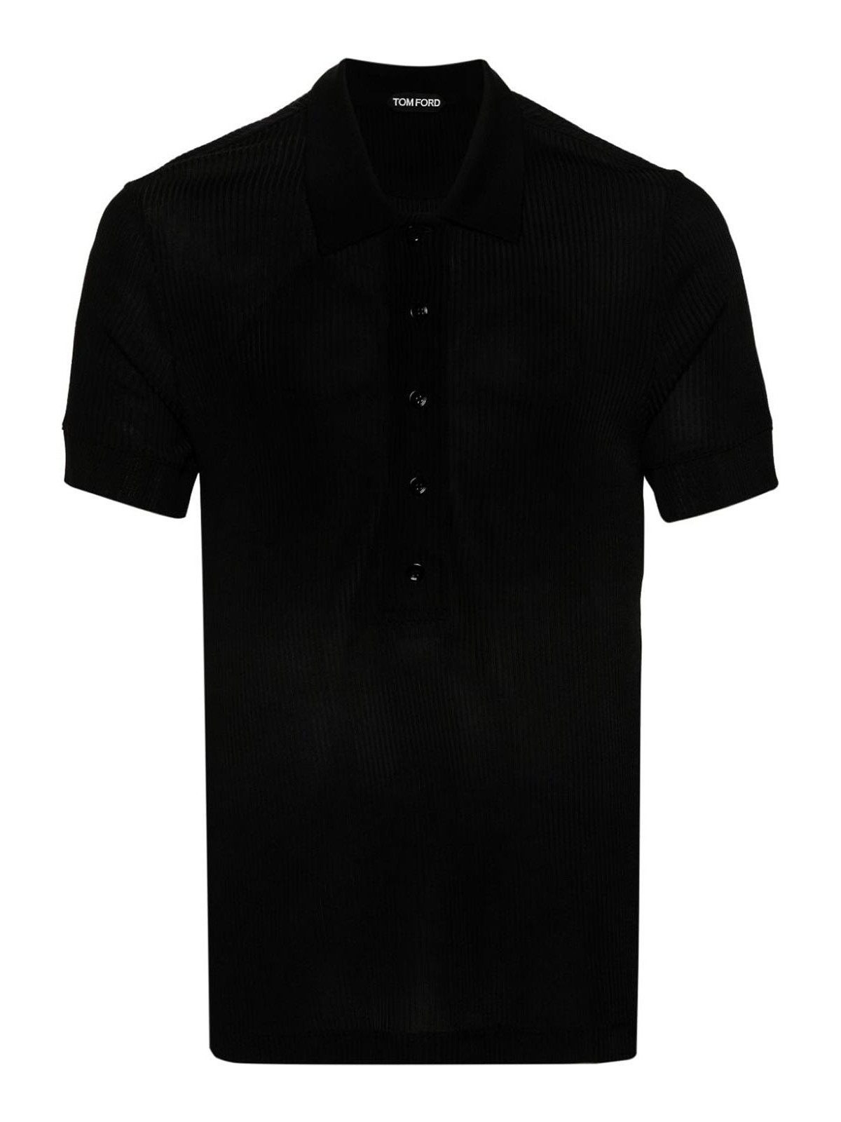 Shop Tom Ford Ribbed Polo Shirt In Black