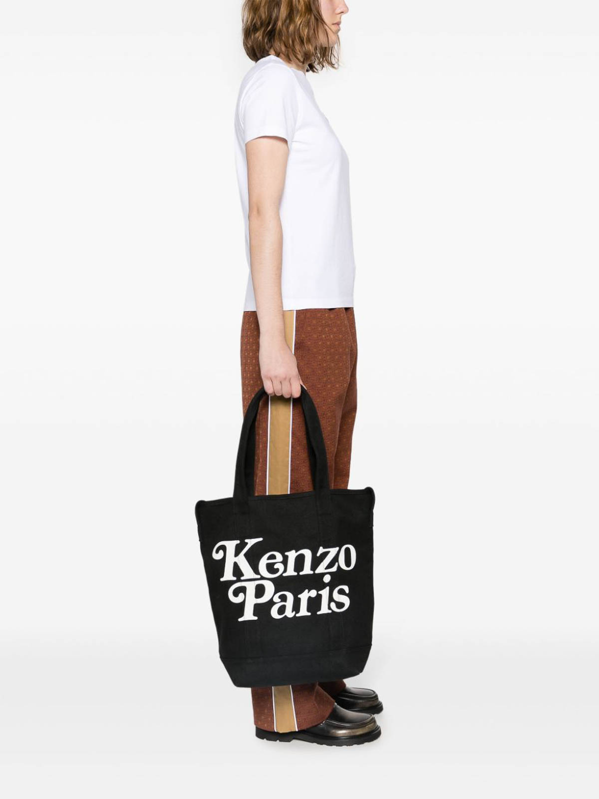 Shop Kenzo Logo Print Bag In Black