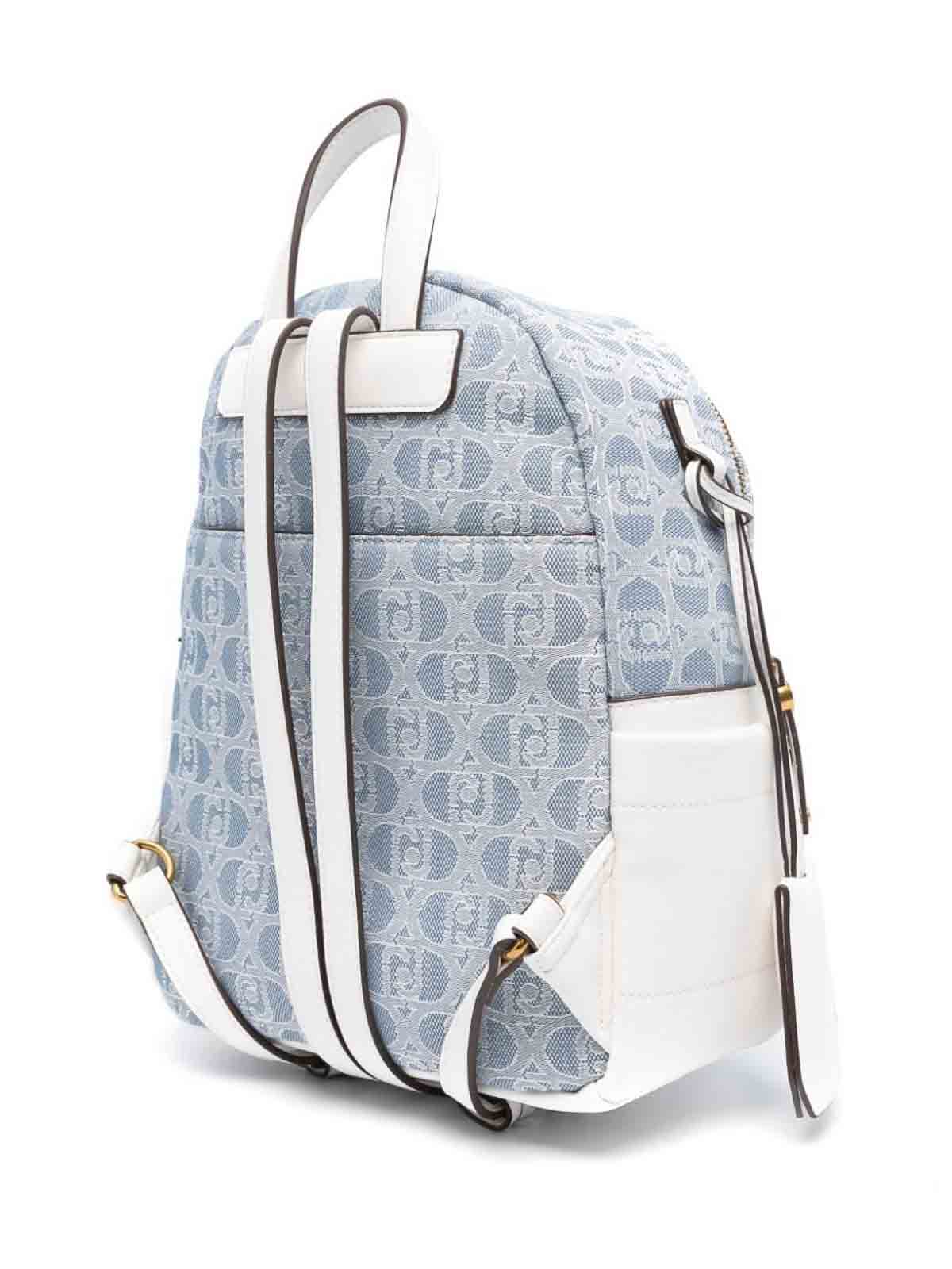 Shop Liu •jo Backpack With Striped Details In Blue