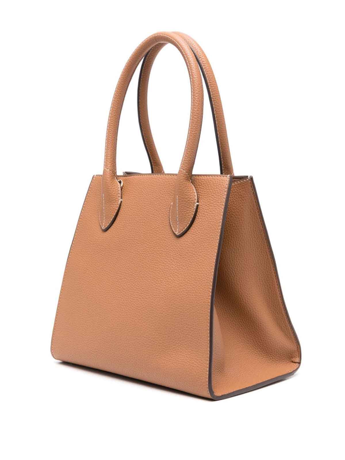 Shop Love Moschino Tote Bag With Logo In Camel