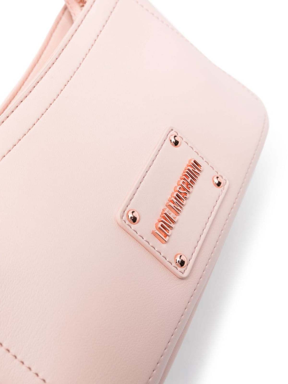 Shop Love Moschino Bag With Logo In Nude & Neutrals