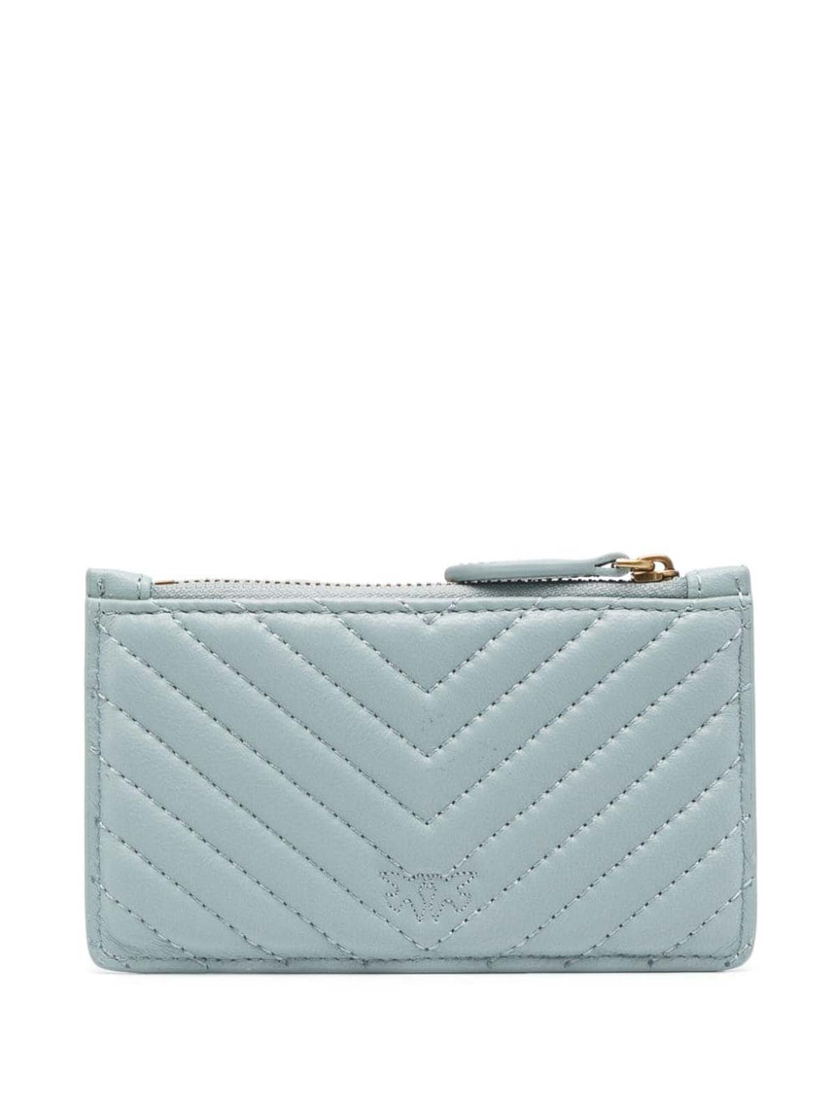 Shop Pinko Card Holder With Logo In Light Blue