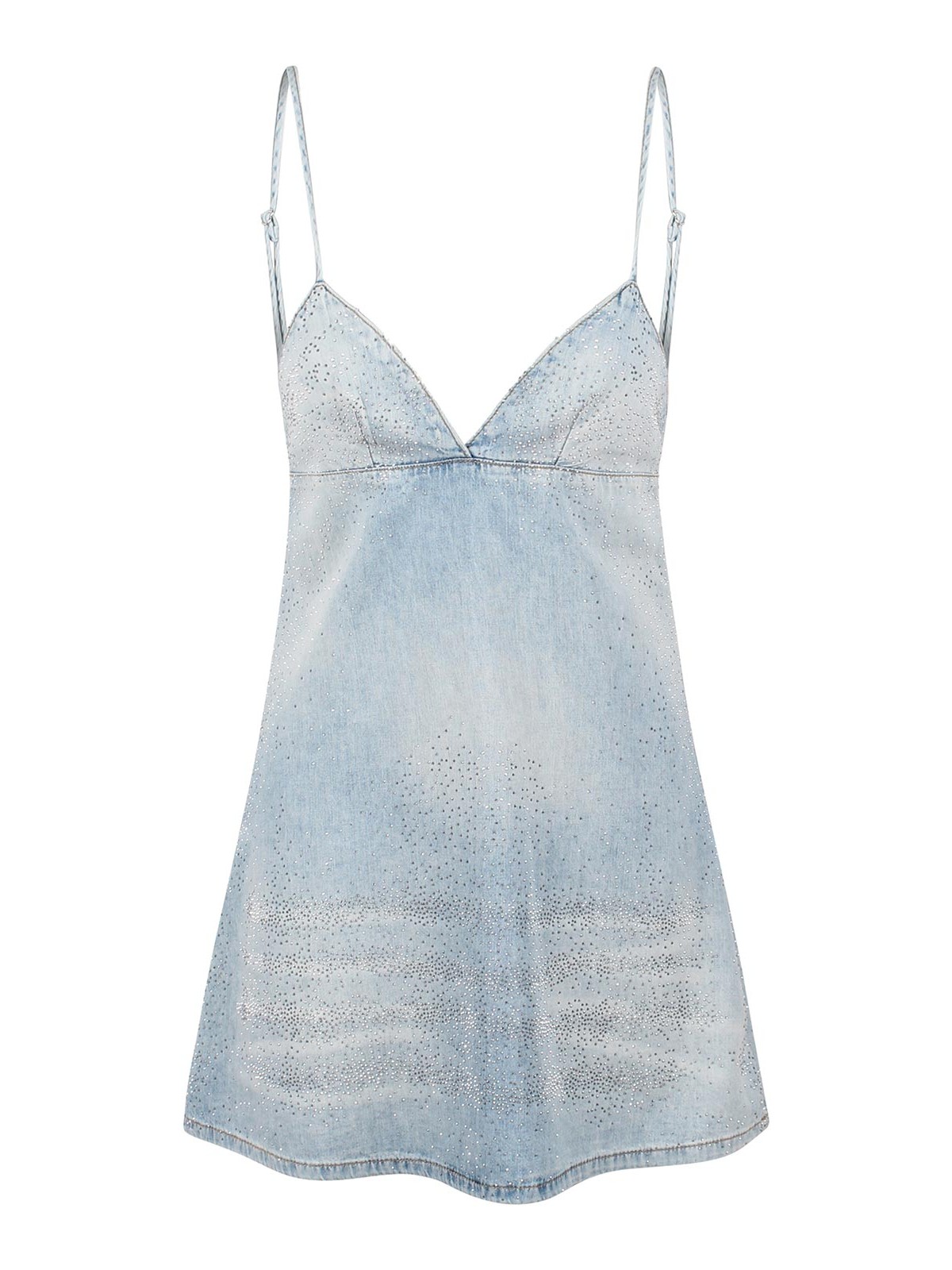 Shop Diesel De-ver-s Short Denim Dress In Blue